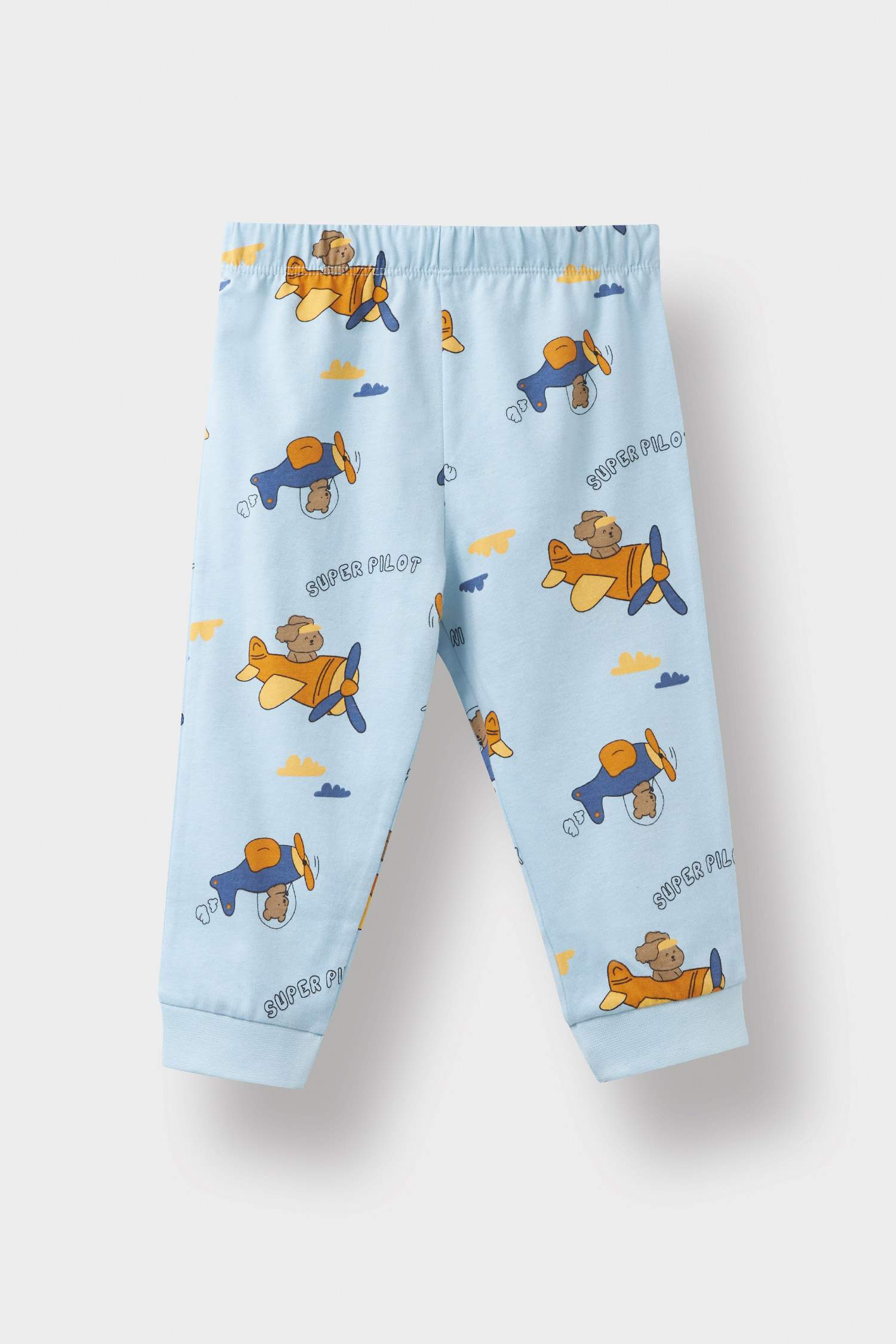 طقم بيجاما اولادي ممشط قصة عادية بطبعة طائرة - 4 قطع