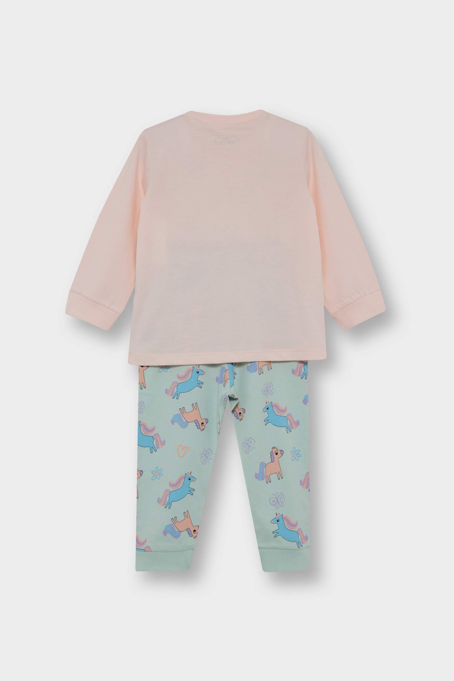 Kız Bebek 4'lü Pijama Takımı Unicorn Baskılı Uzun Kollu Penye Üst Uzun Alt