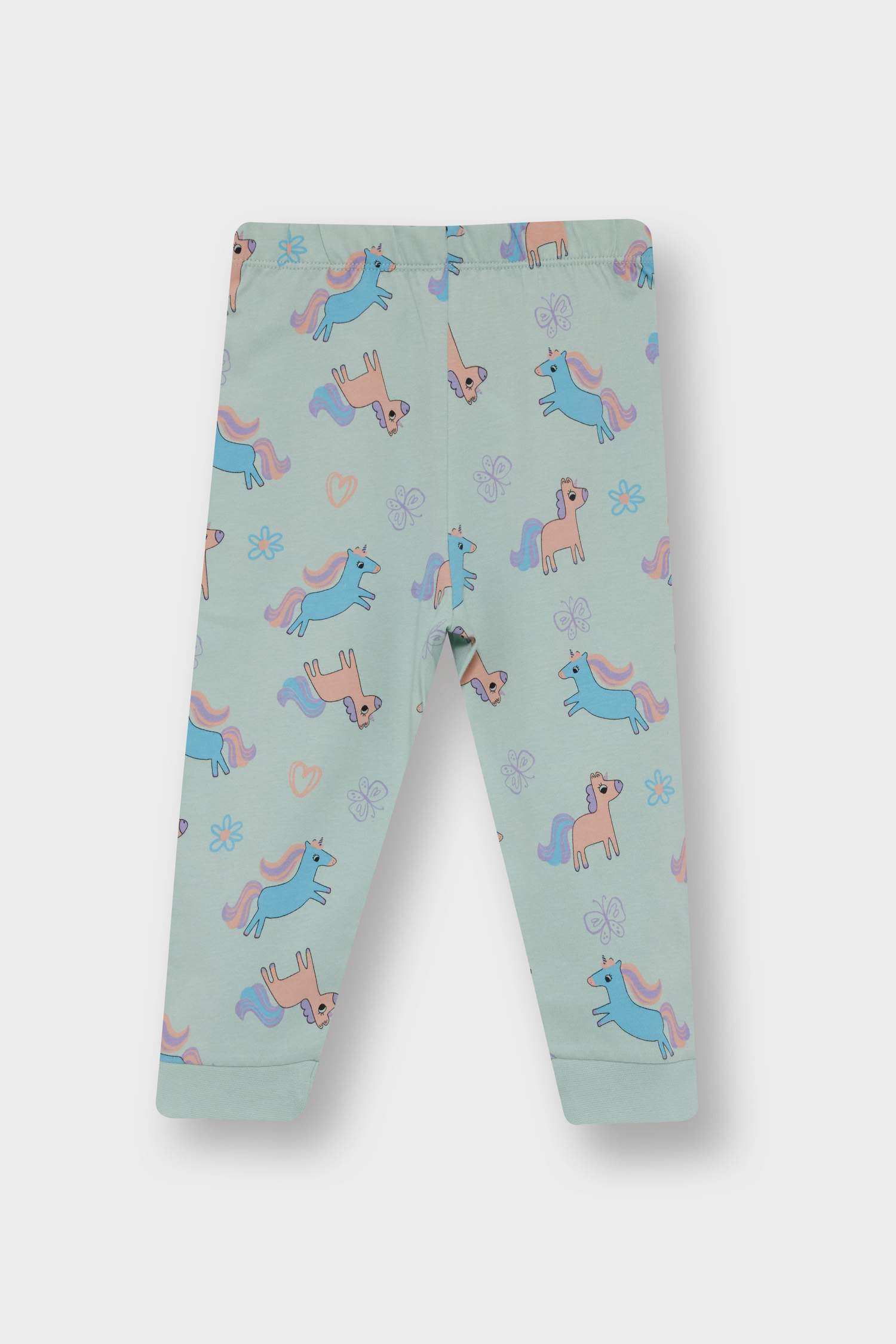 Kız Bebek 4'lü Pijama Takımı Unicorn Baskılı Uzun Kollu Penye Üst Uzun Alt