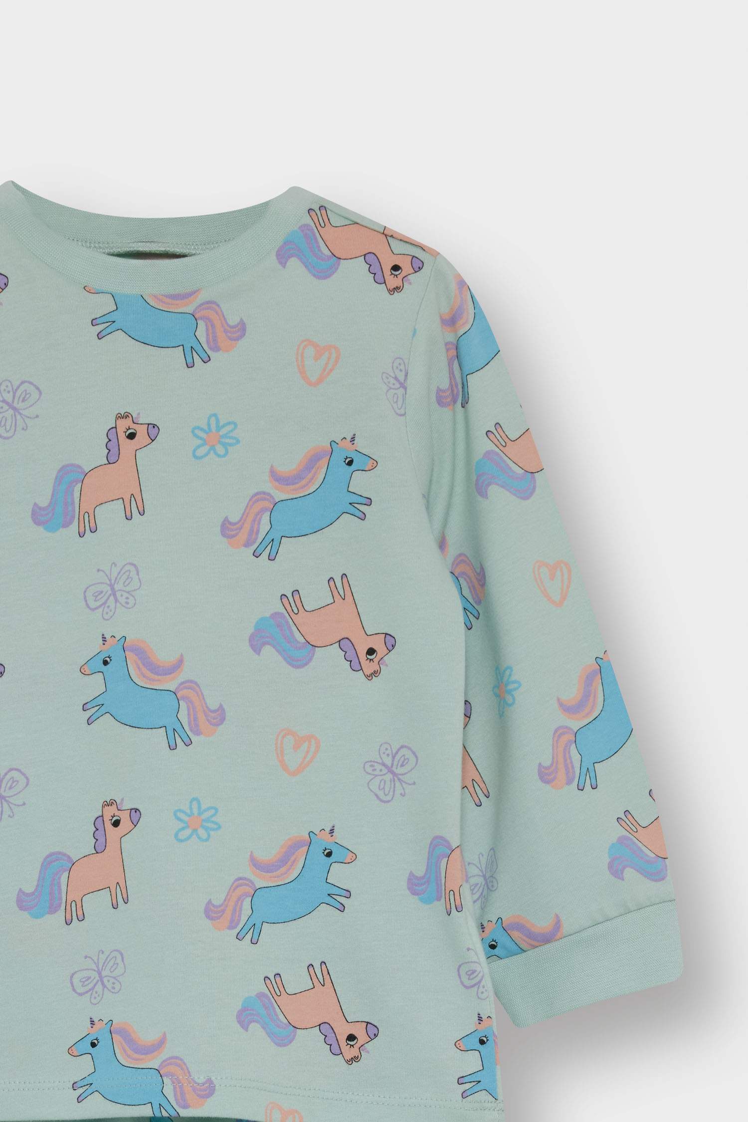 Kız Bebek 4'lü Pijama Takımı Unicorn Baskılı Uzun Kollu Penye Üst Uzun Alt
