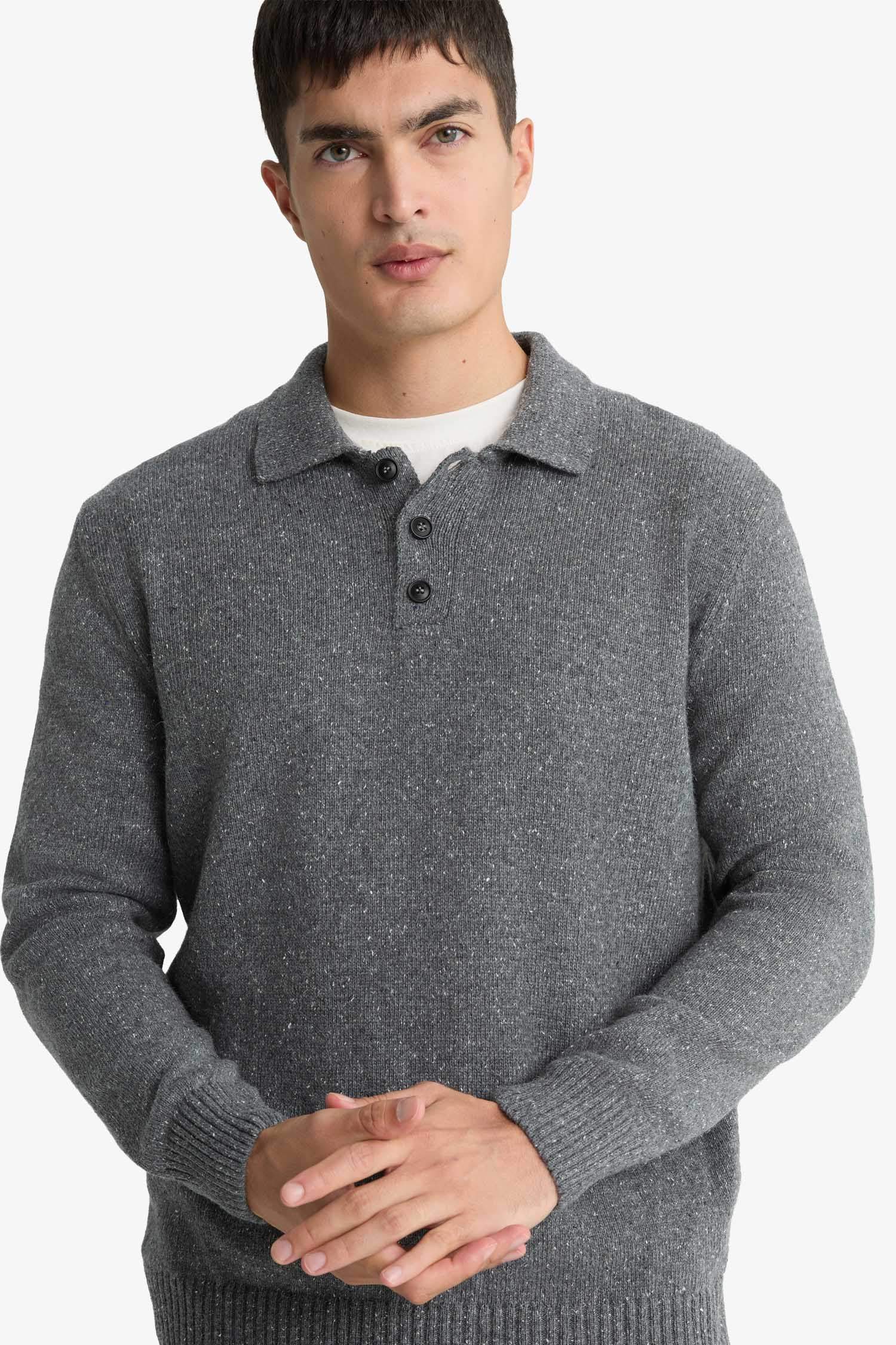 Standard Fit Polo Collar Knitwear Pullover