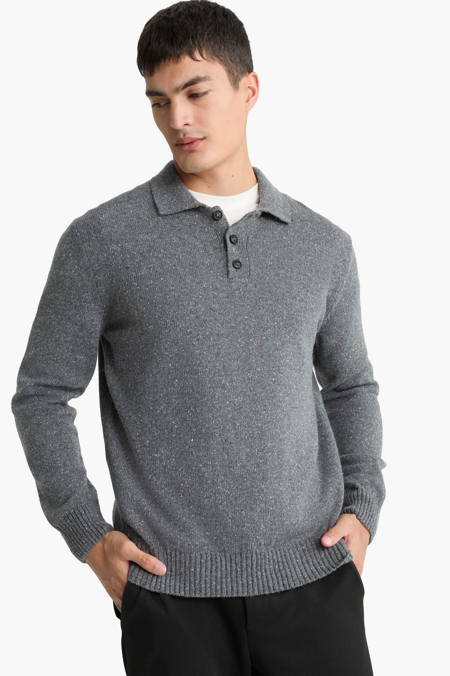 Standard Fit Polo Collar Knitwear Pullover