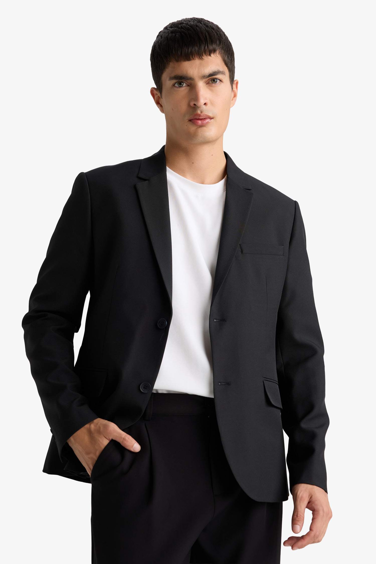 Облегающий твиловый блейзер Slim Fit на пуговицах