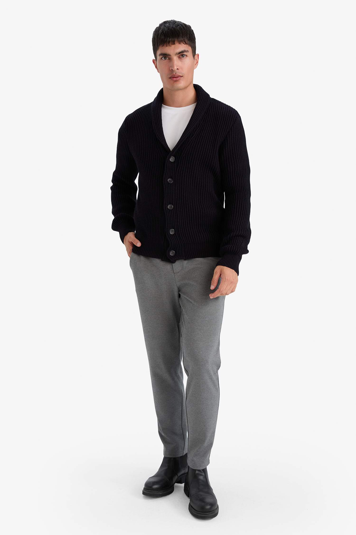 Standard Fit Shawl Collar Knitwear Cardigan