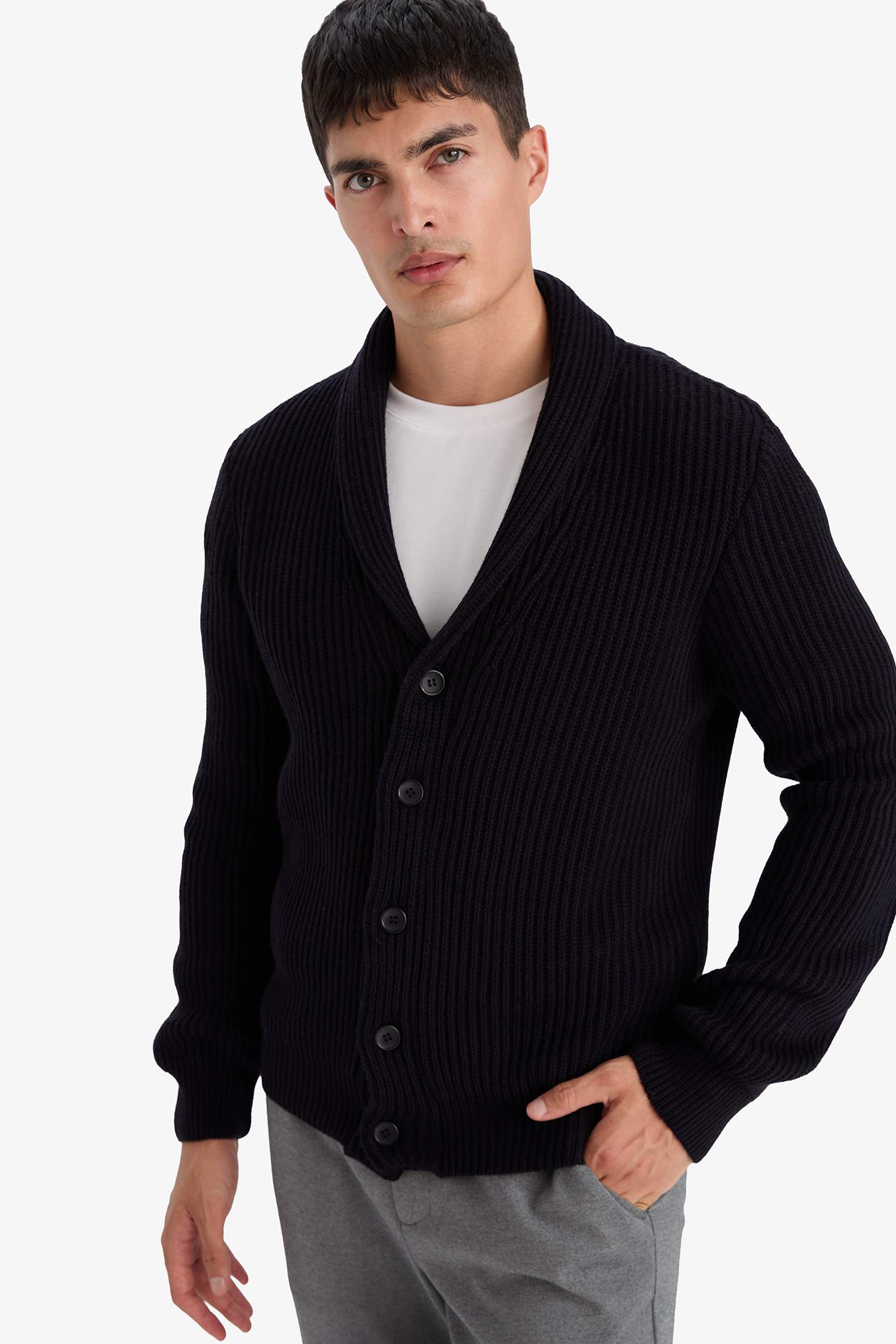Standard Fit Shawl Collar Knitwear Cardigan