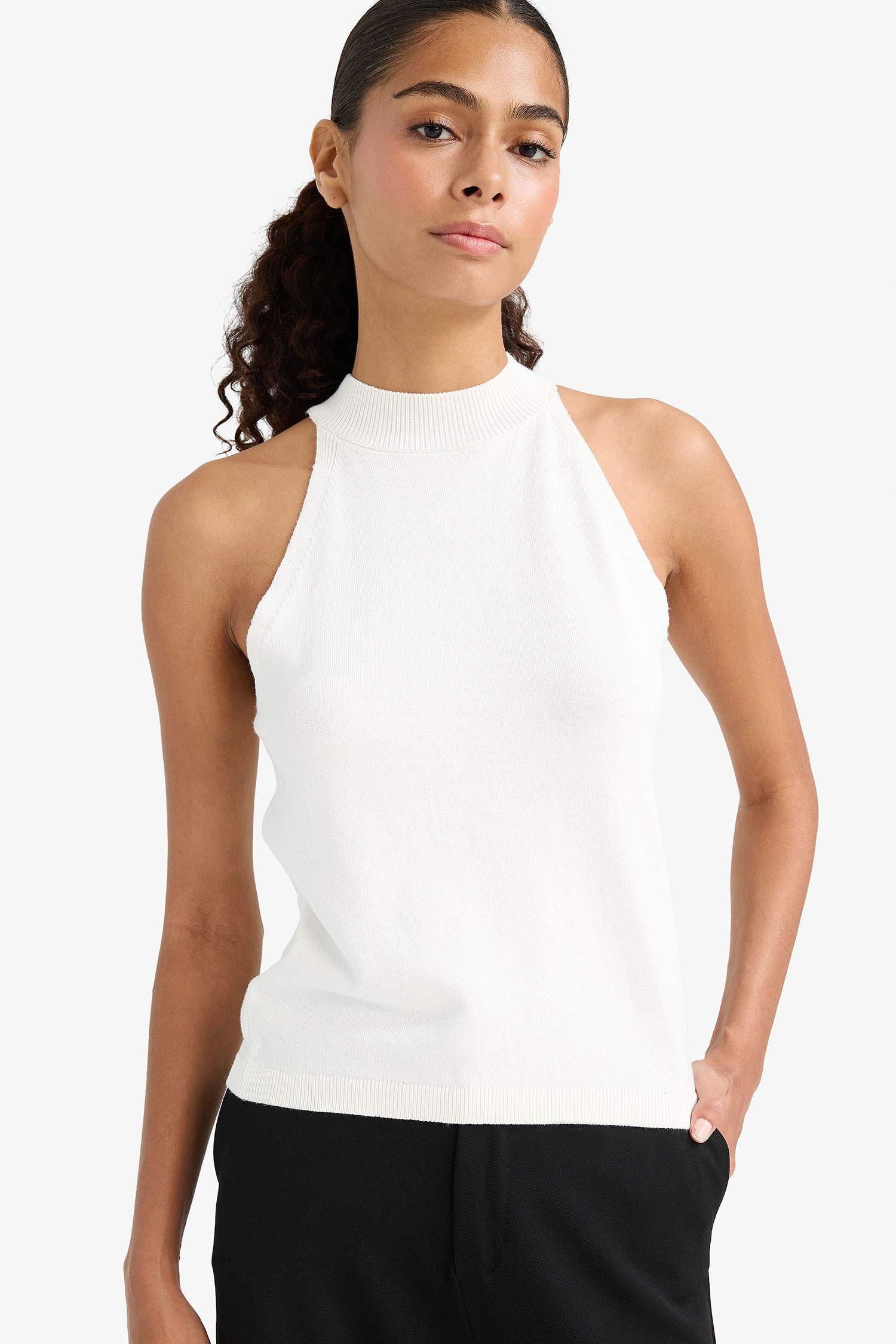 Fitted Halter Yaka Triko Atlet