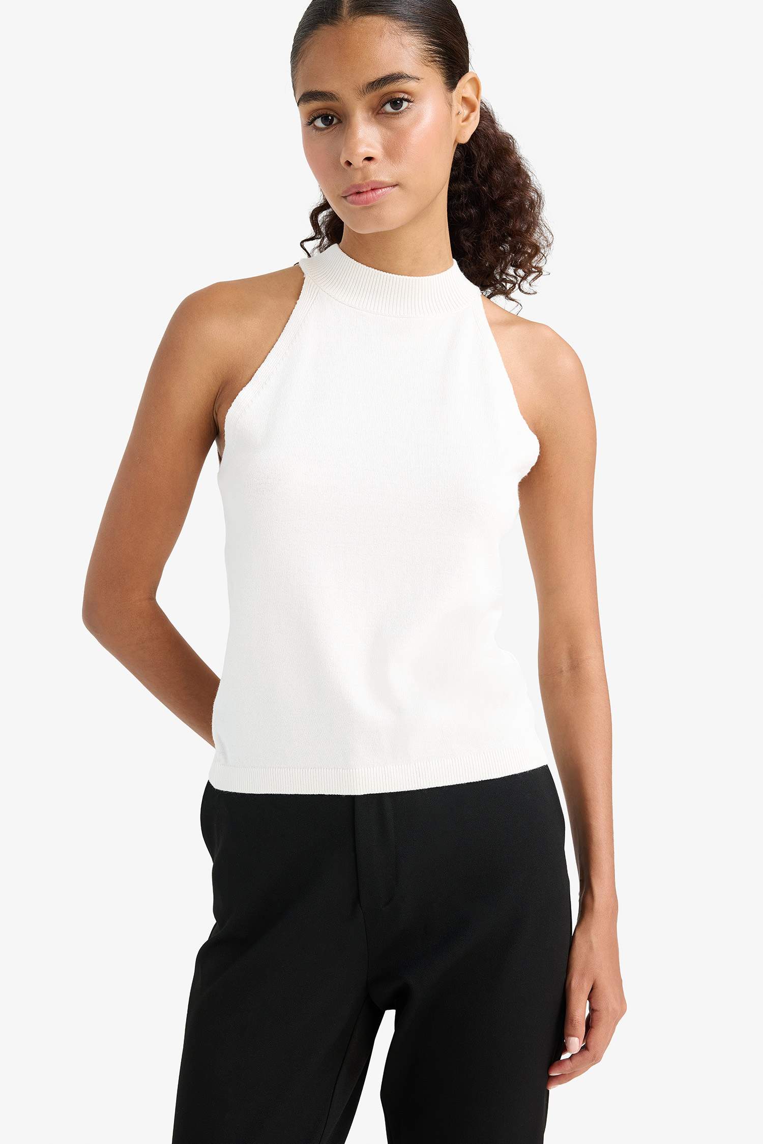 Fitted Halter Yaka Triko Atlet