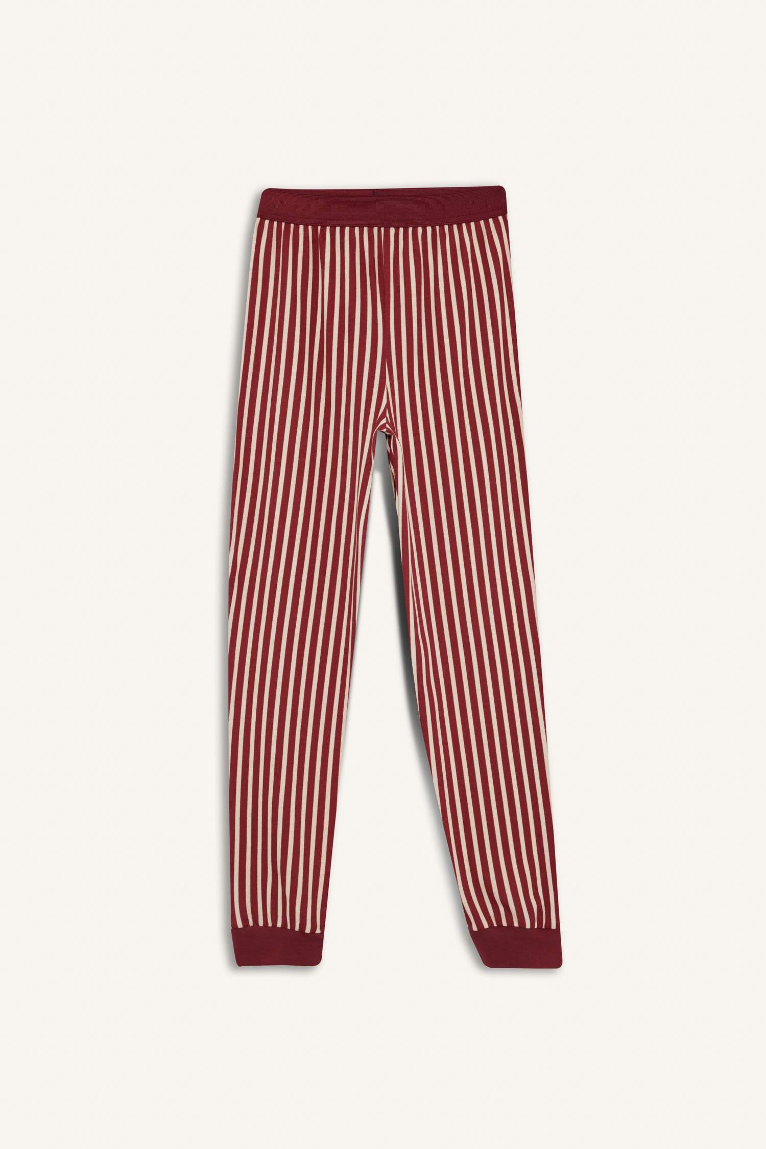 Kız Çocuk Pijama Takımı Baskılı Uzun Kollu Üst Çizgili Uzun Alt