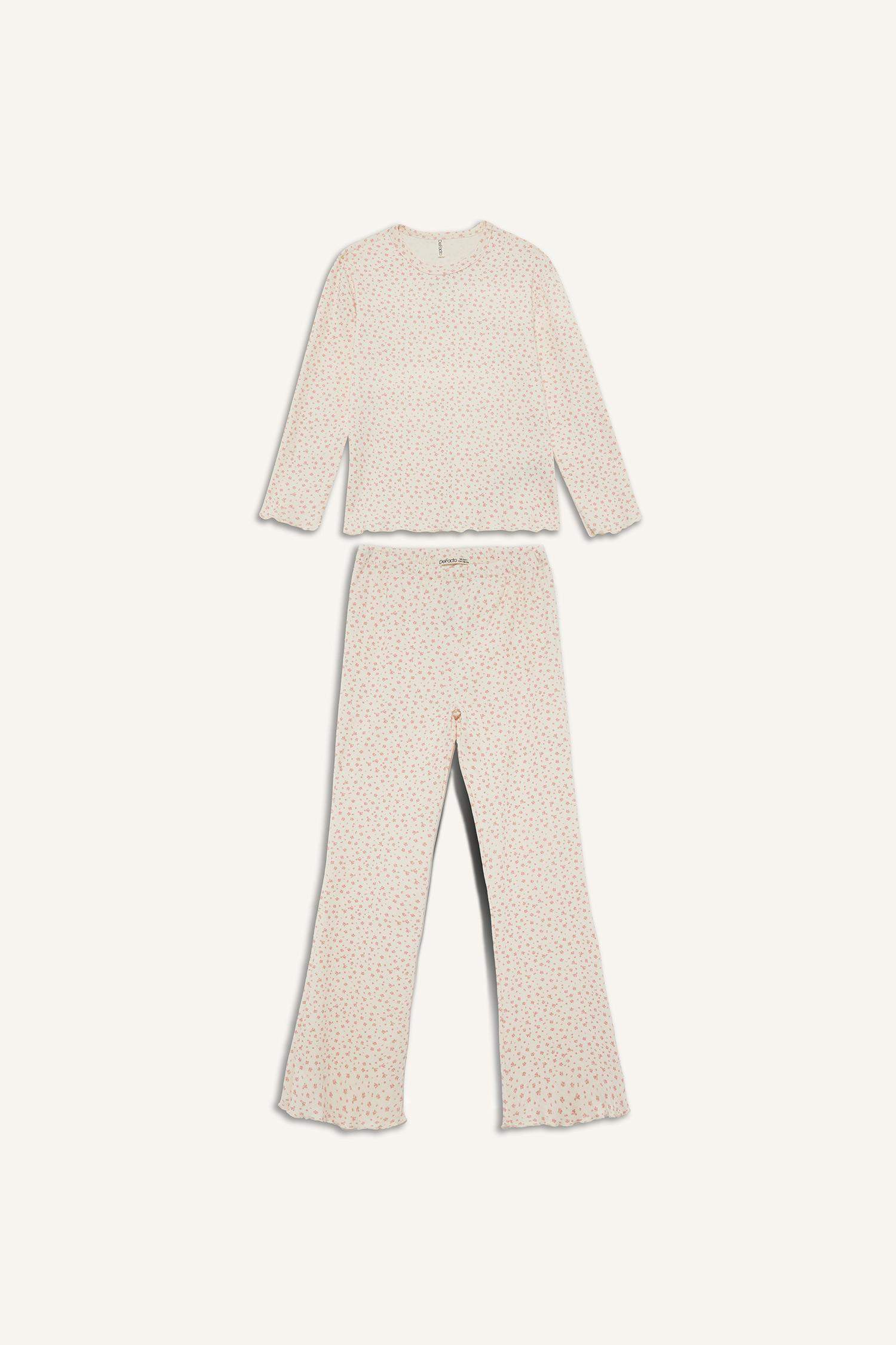 Kız Çocuk Pijama Takımı Desenli Uzun Kollu Üst Uzun Alt