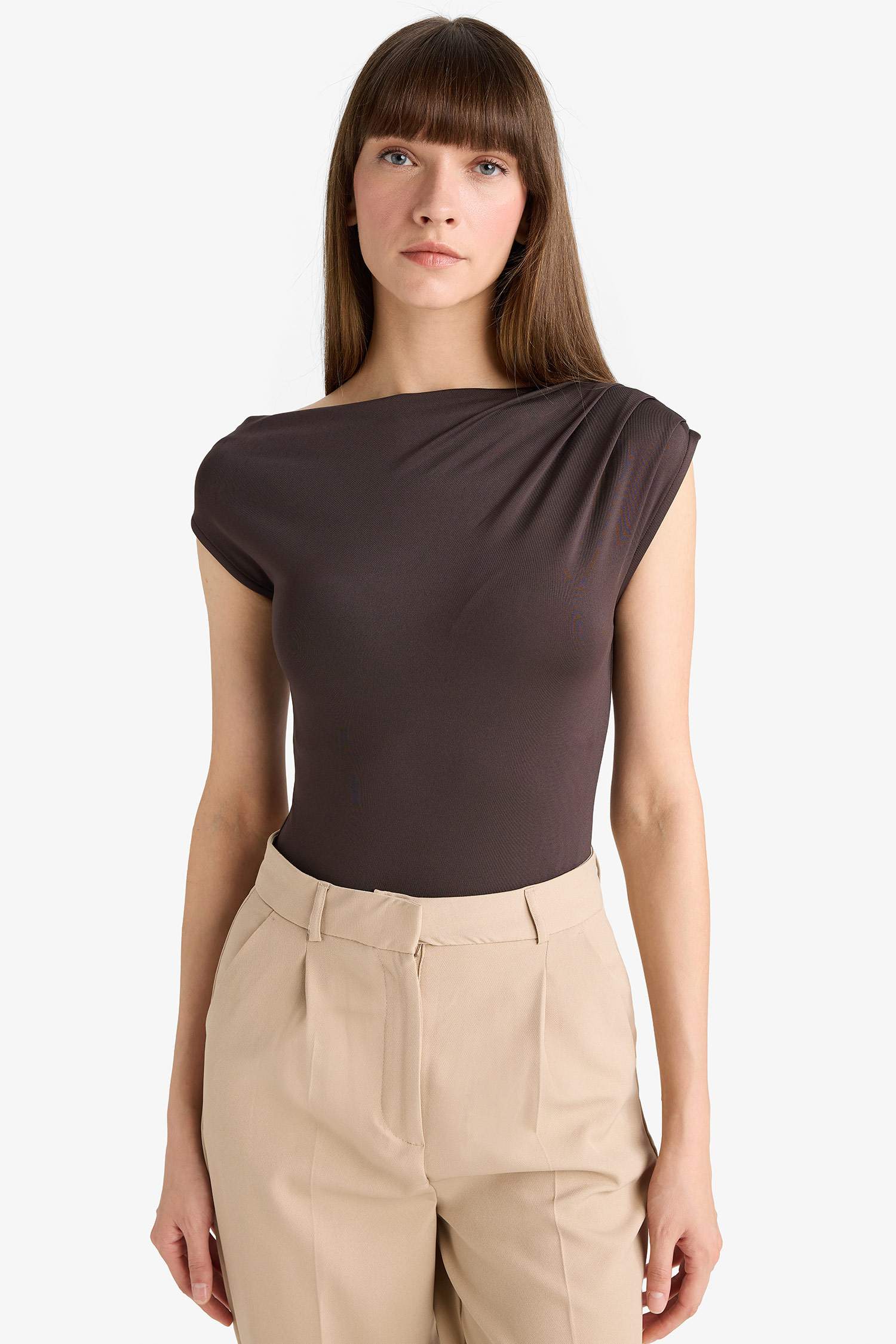 Slim Fit Dar Kesim Asimetrik Çıtçıtlı Body