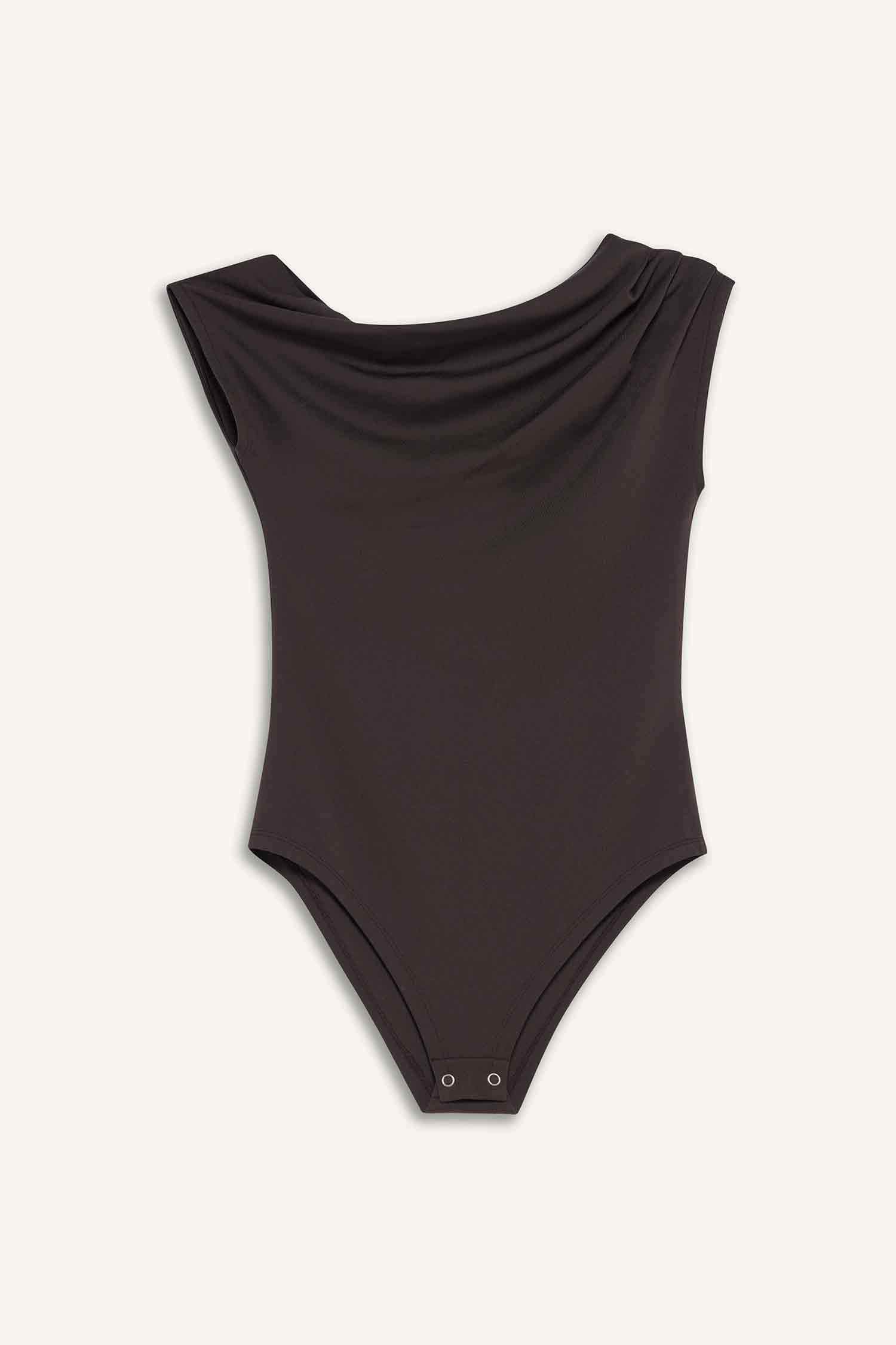 Slim Fit Dar Kesim Asimetrik Çıtçıtlı Body