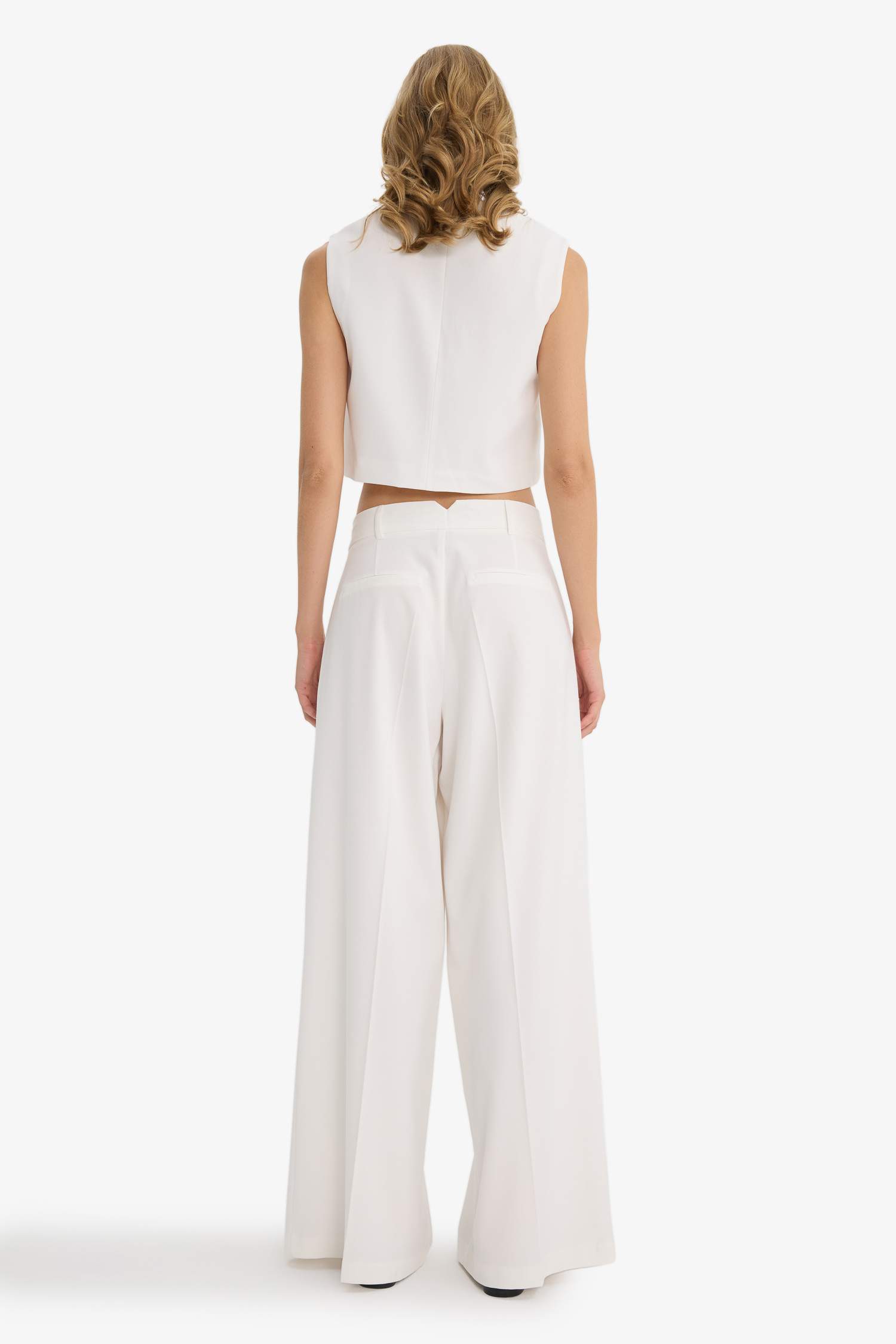 Wide Leg Çift Cepli Yüksek Bel Geniş Paça Pantolon