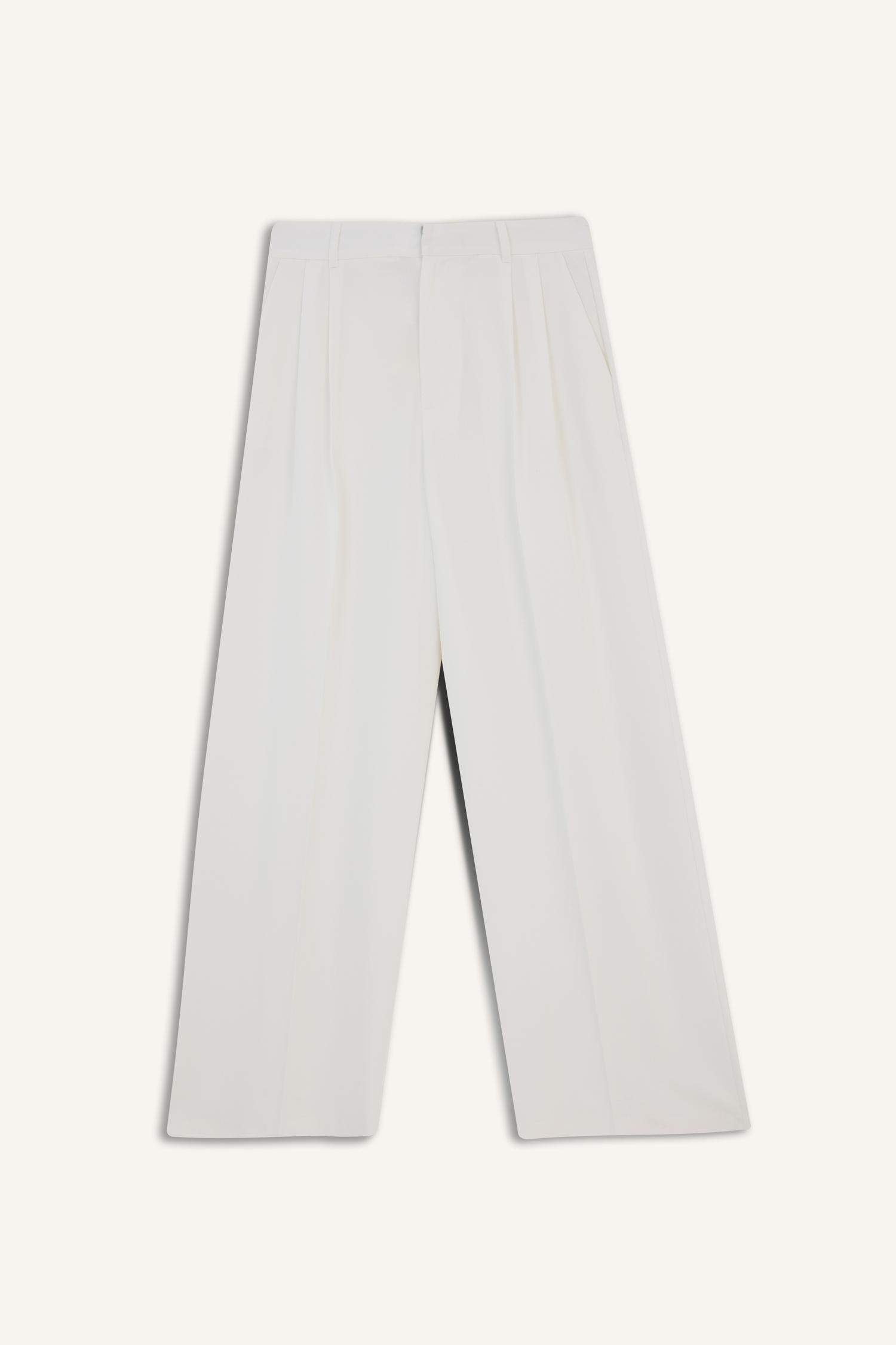 Wide Leg Çift Cepli Yüksek Bel Geniş Paça Pantolon