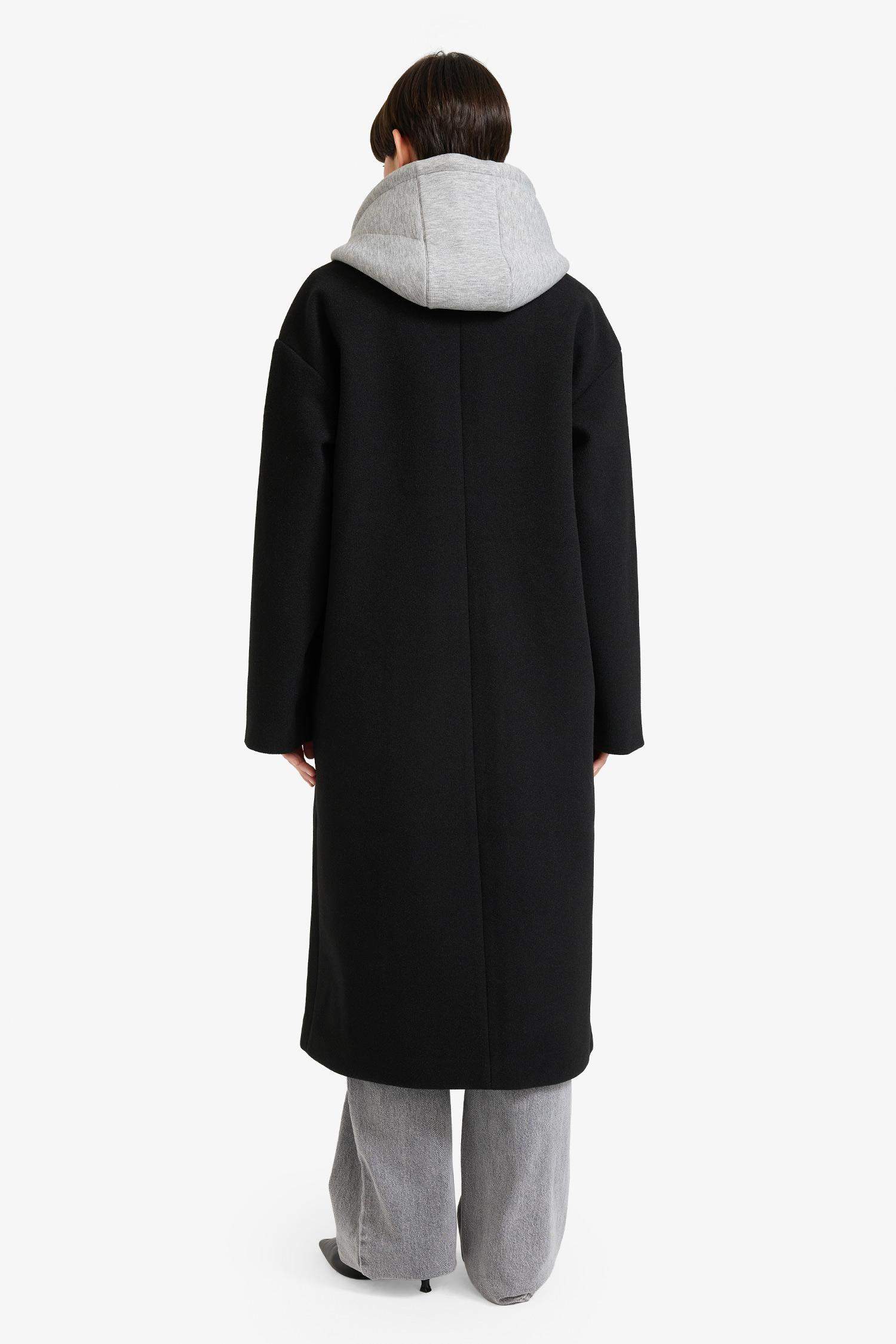 Regular Fit Çıkarılabilir Kapüşonlu Uzun Kaşe Kaban