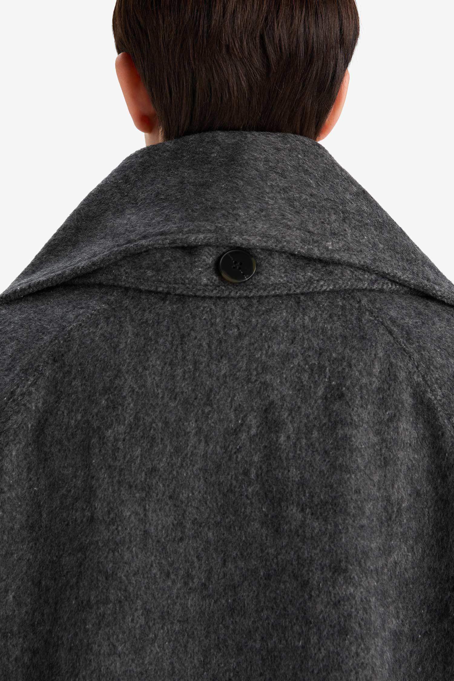 Regular Fit Yün Karışımlı Çıkarılabilir Atkılı Kısa Kaşe Kaban