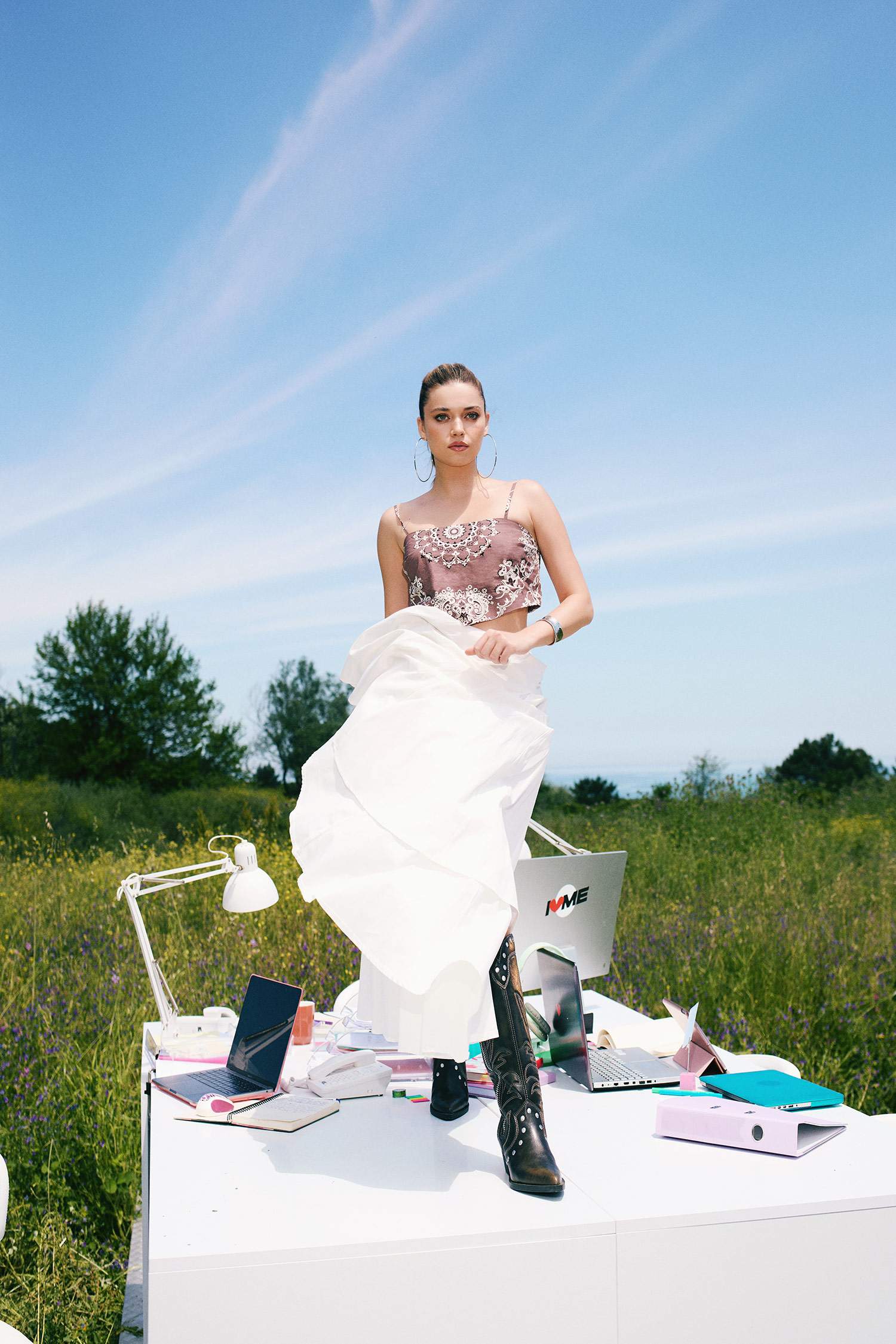 تنورة طويلة بوبلين بقصة A بخصر عادي مبطن من Afra x DeFacto