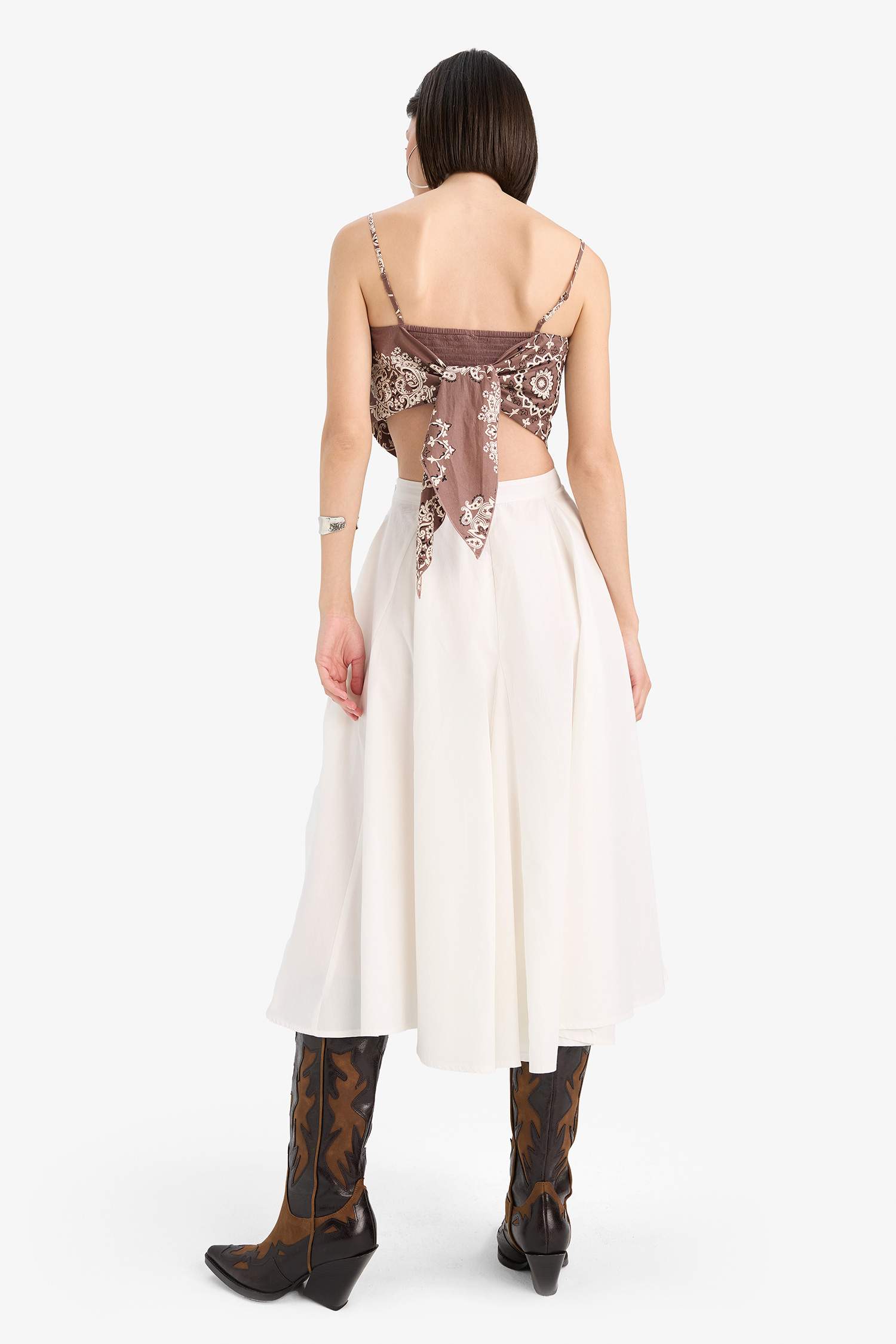 تنورة طويلة بوبلين بقصة A بخصر عادي مبطن من Afra x DeFacto