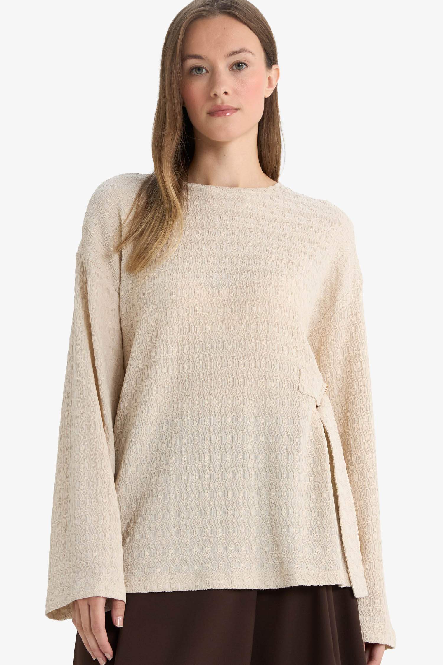 Relax Fit Crew Neck Crepe T-Shirt