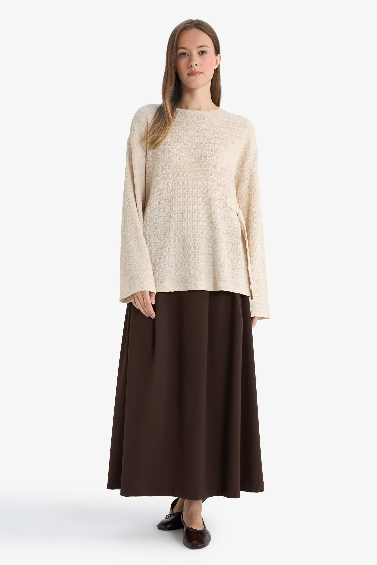 Relax Fit Crew Neck Crepe T-Shirt