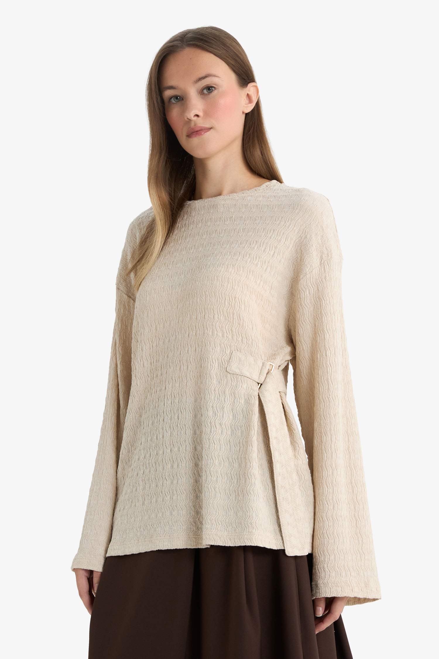 Relax Fit Crew Neck Crepe T-Shirt