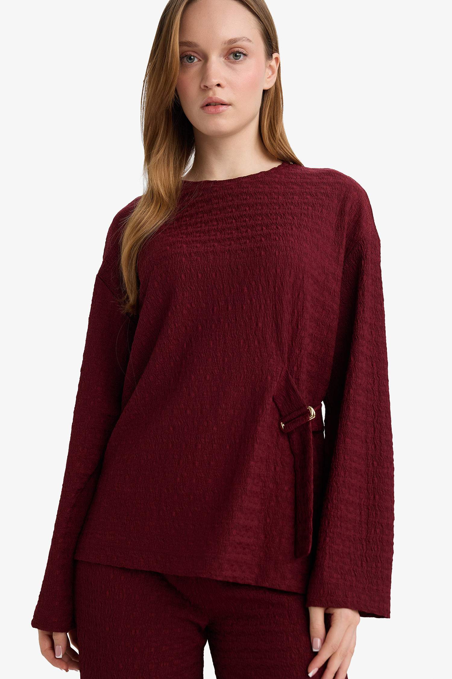 Лонгслив из жатой ткани Relax Fit