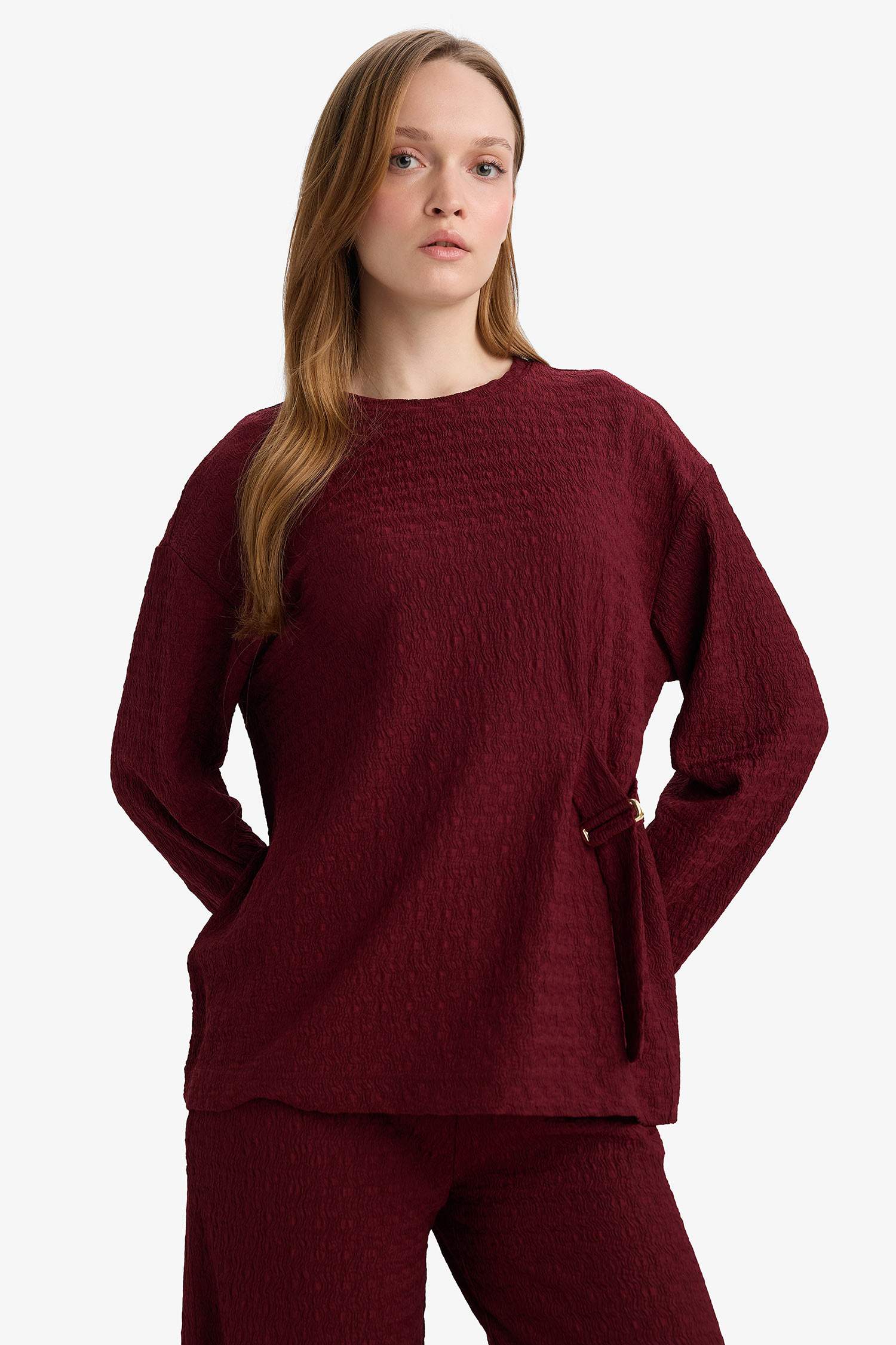 Лонгслив из жатой ткани Relax Fit