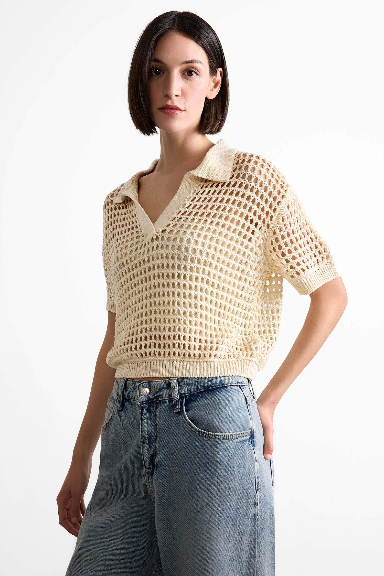 Relax Fit Polo Collar Pullover