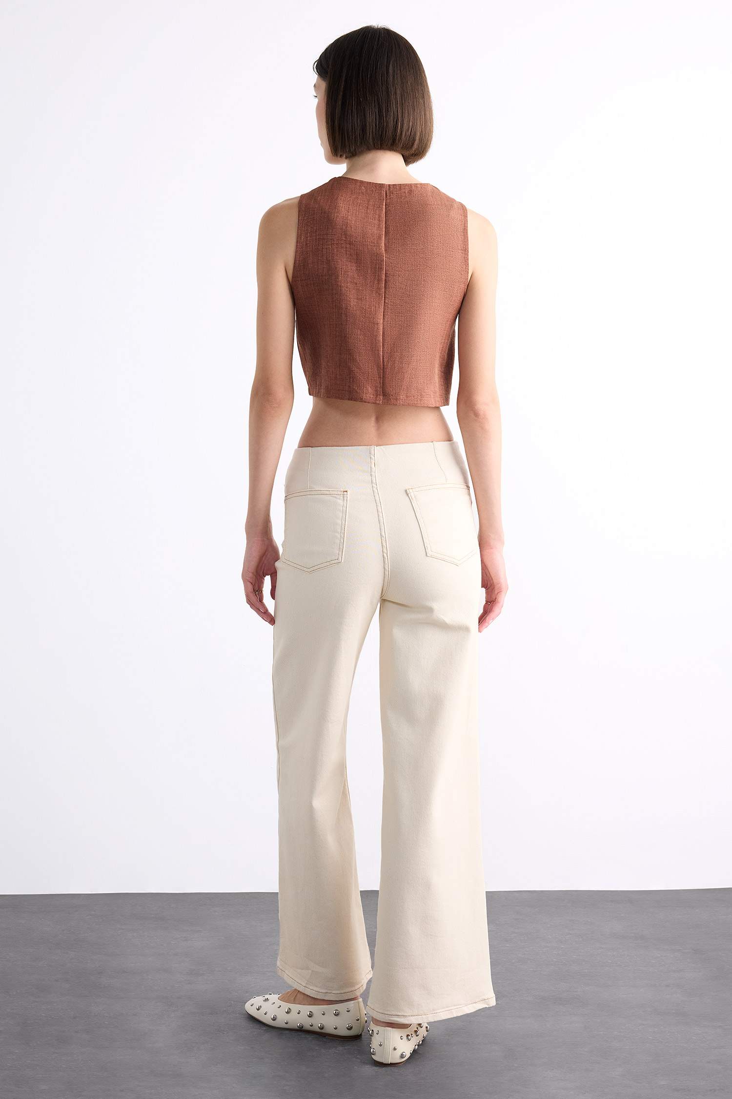 بنطرون جبردين وايد ليج بجيب