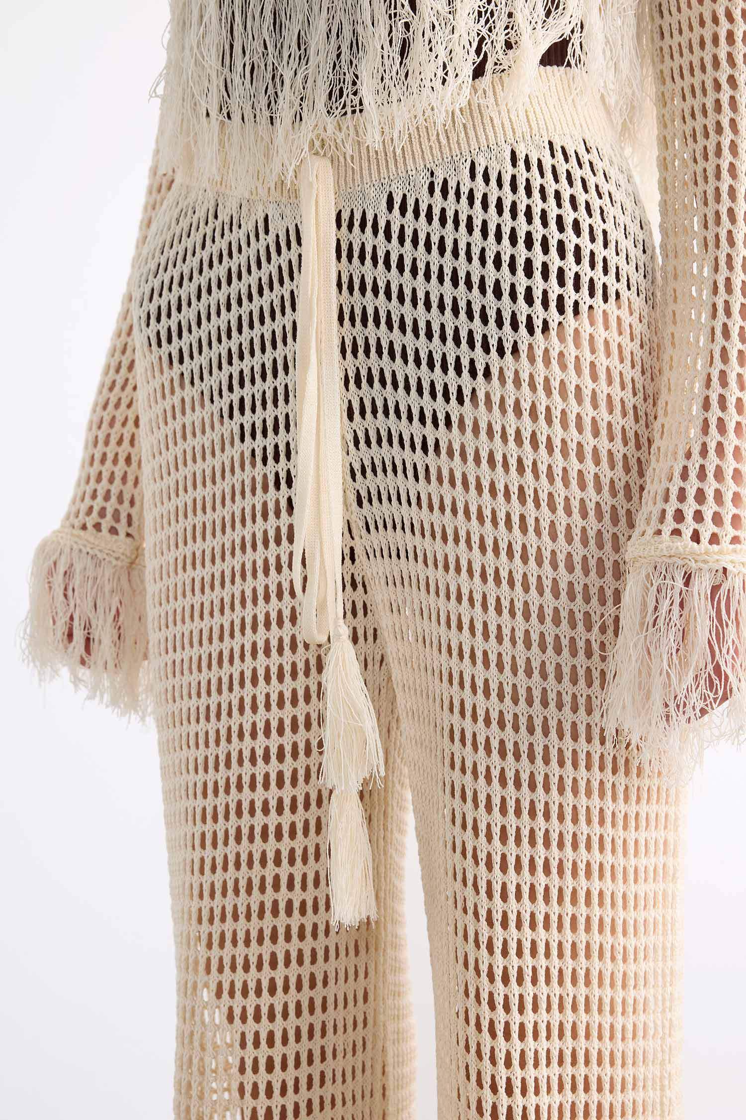 Straight Fit Beli Lastikli Kroşe Plaj Pantolonu