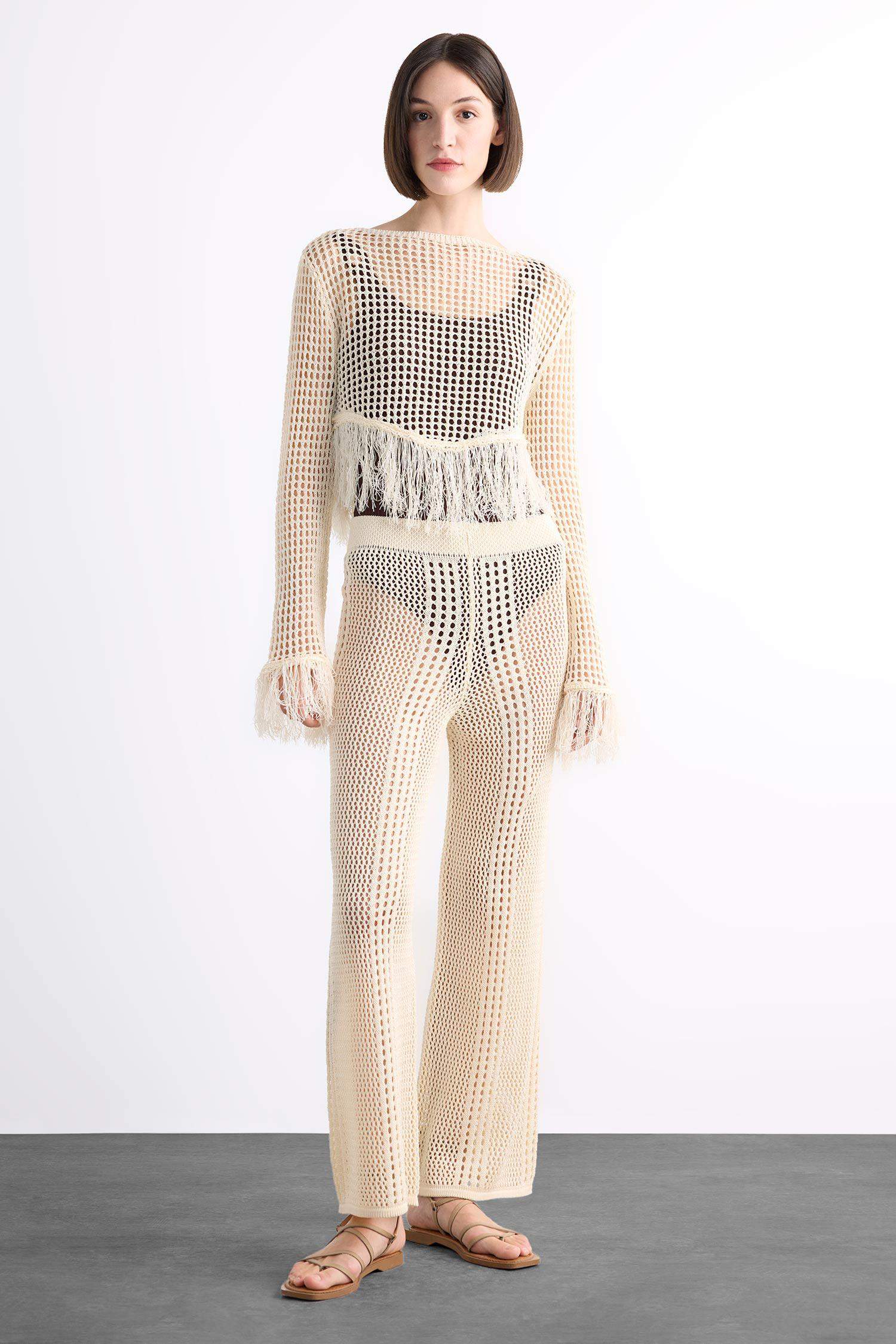 Straight Fit Beli Lastikli Kroşe Plaj Pantolonu