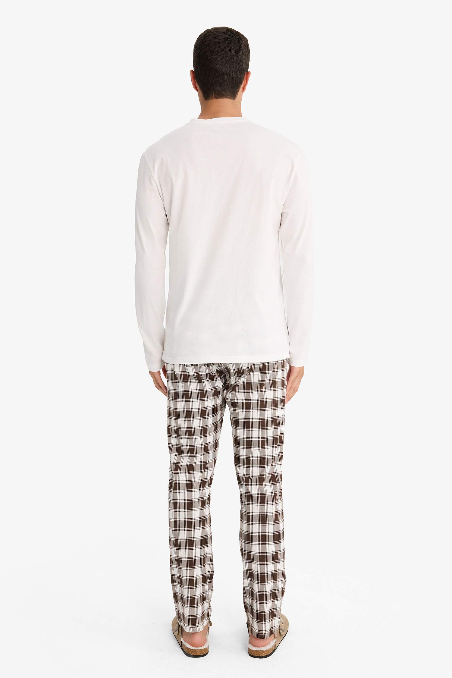 سيت بجامة كاروهات قصة عادية ردن طويل - قطعتين