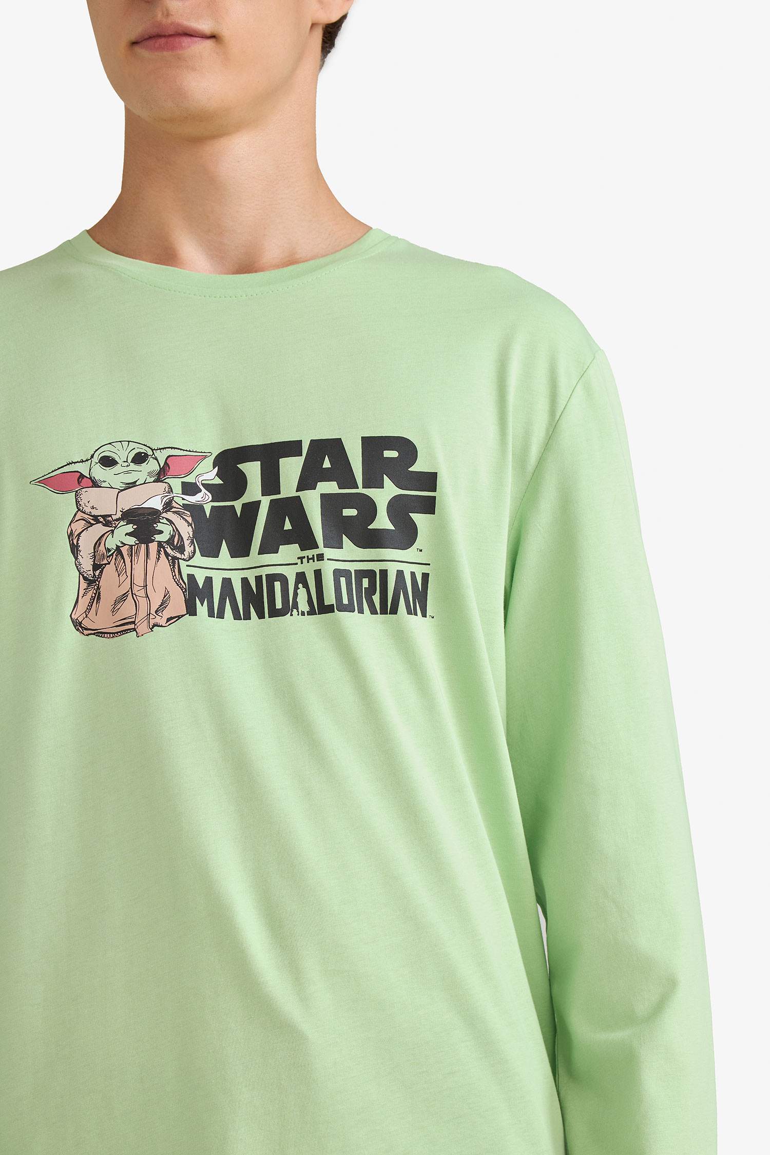 طقم بيجاما أخضر قصة عادية كم طويل من ستار وورز - قطعتين