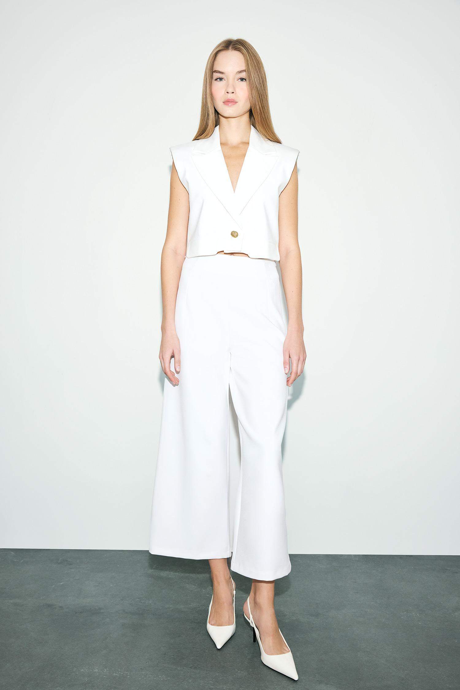 Cropped Fit Ceket Yaka Blazer Yelek