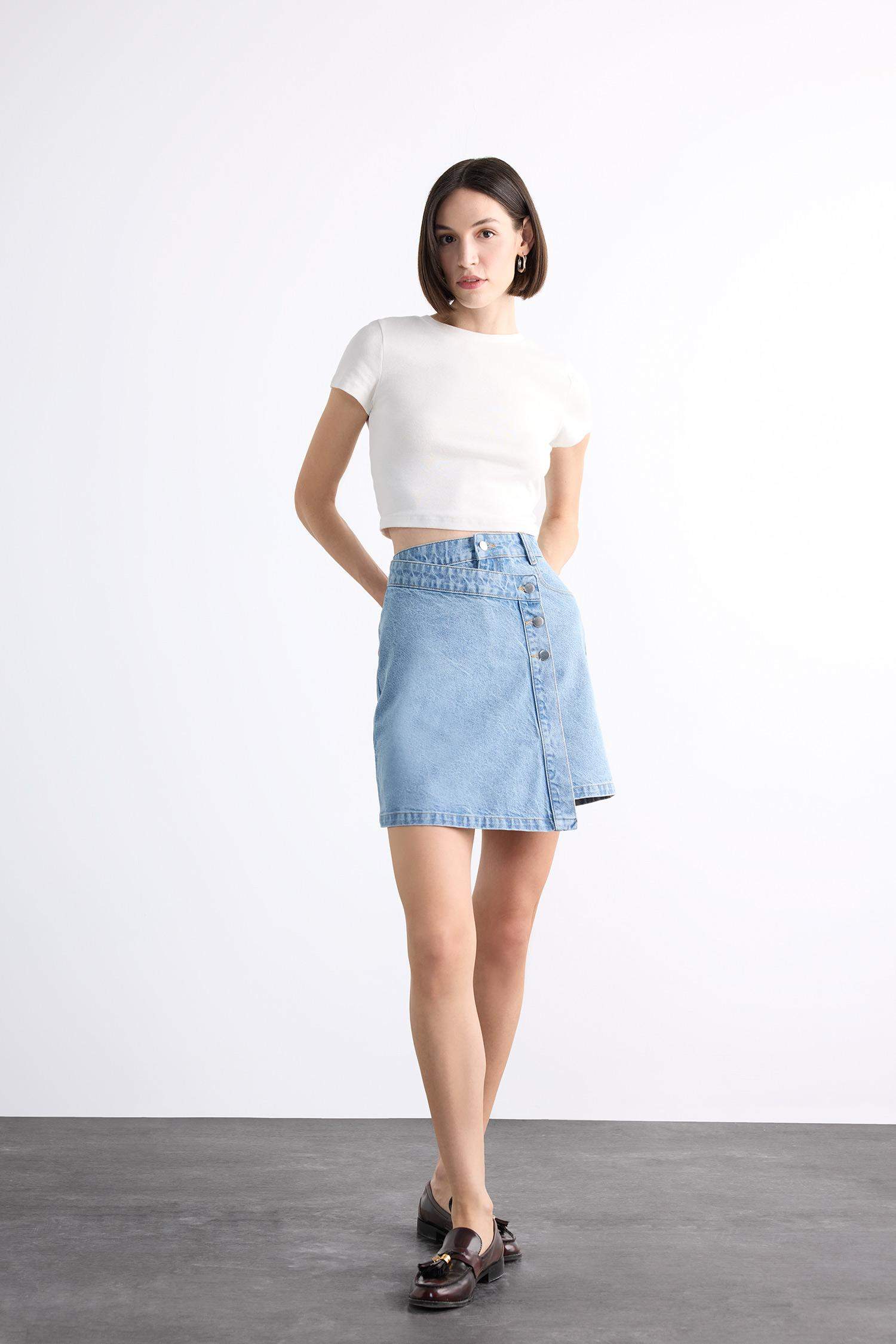 Mini Jean Şort Etek