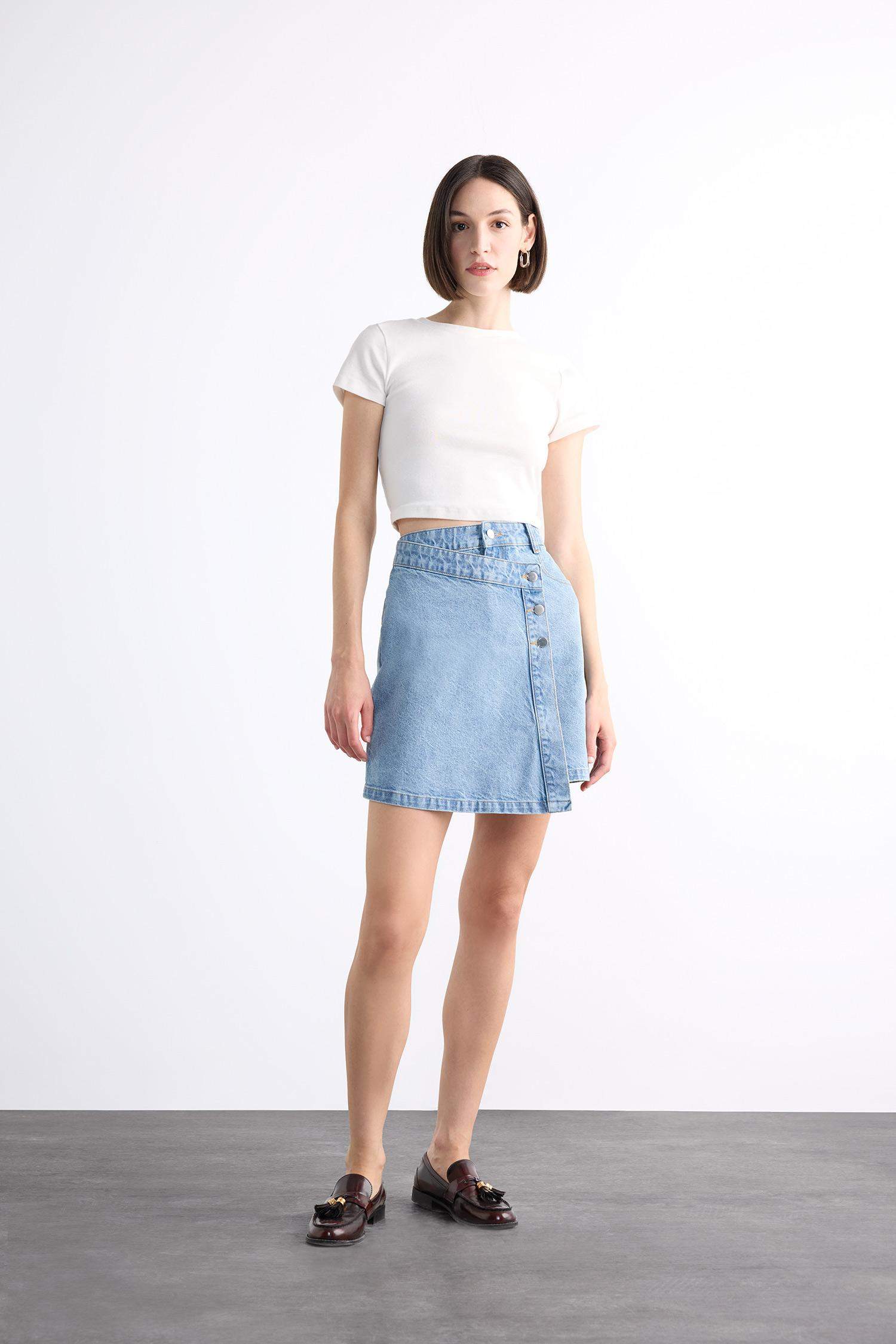 Mini Jean Şort Etek