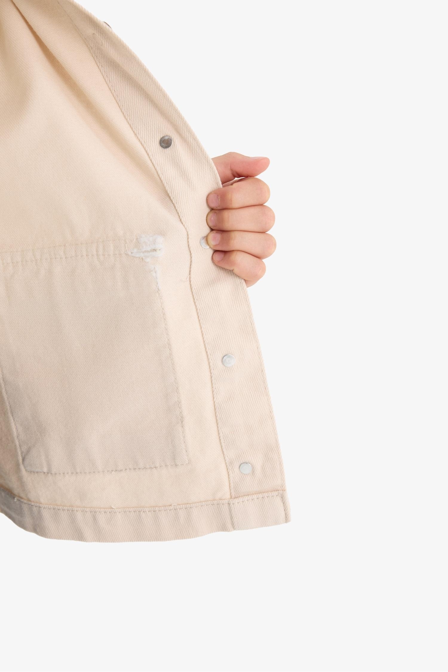 Girl Contrast Collar Gabardine Jacket