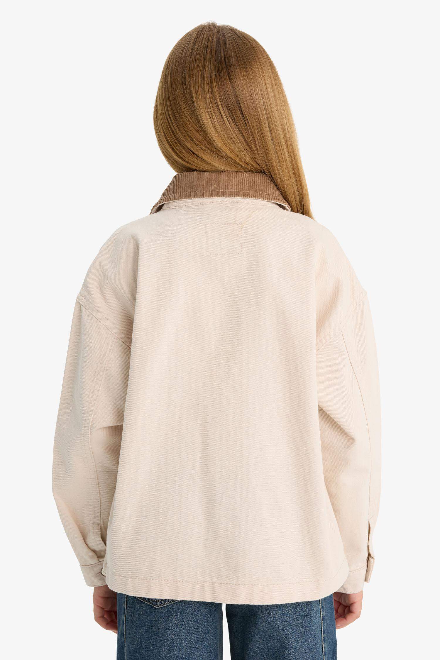 Girl Contrast Collar Gabardine Jacket