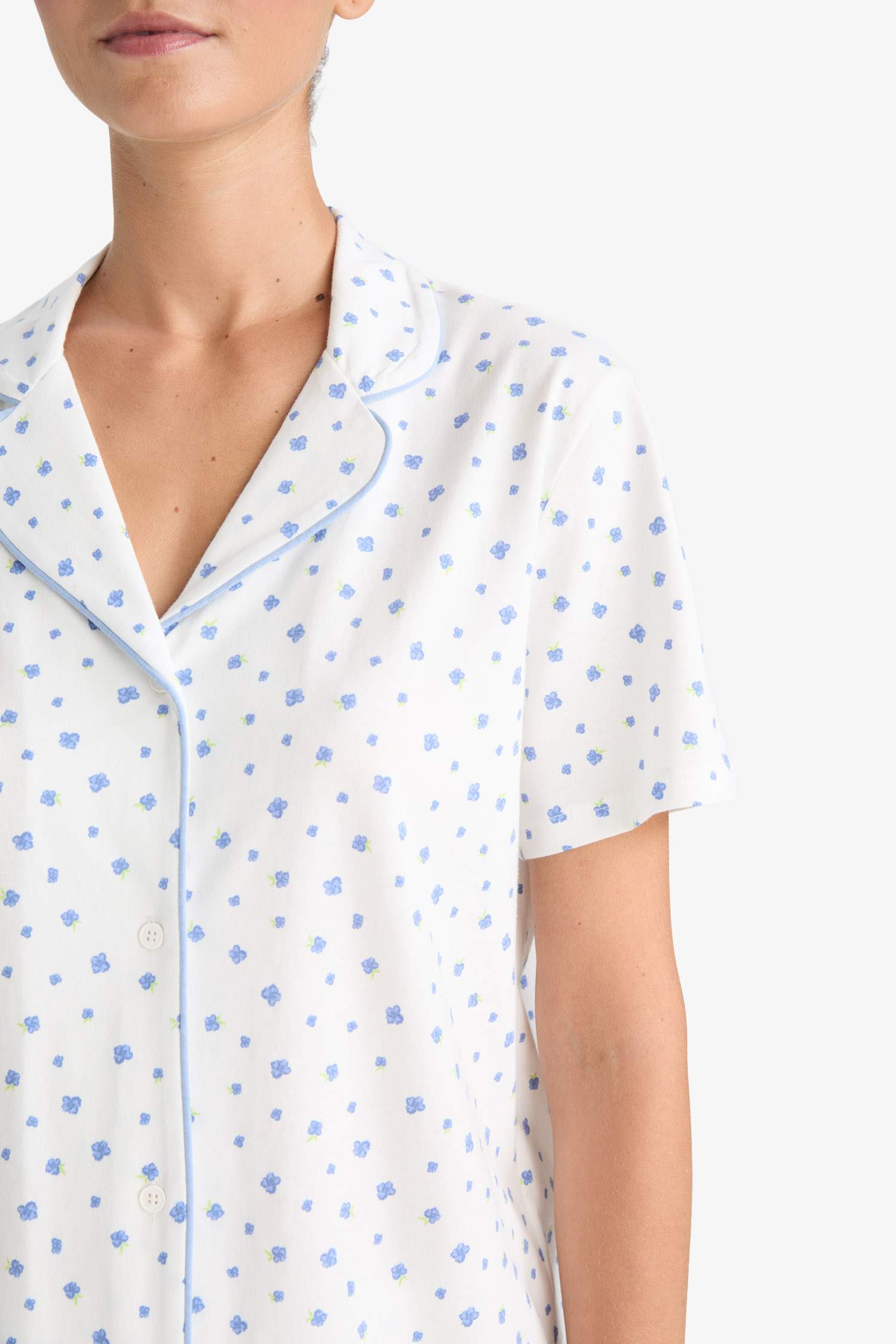 Pijama Takımı Regular Fit Desenli Kısa Kollu Üst Uzun Alt