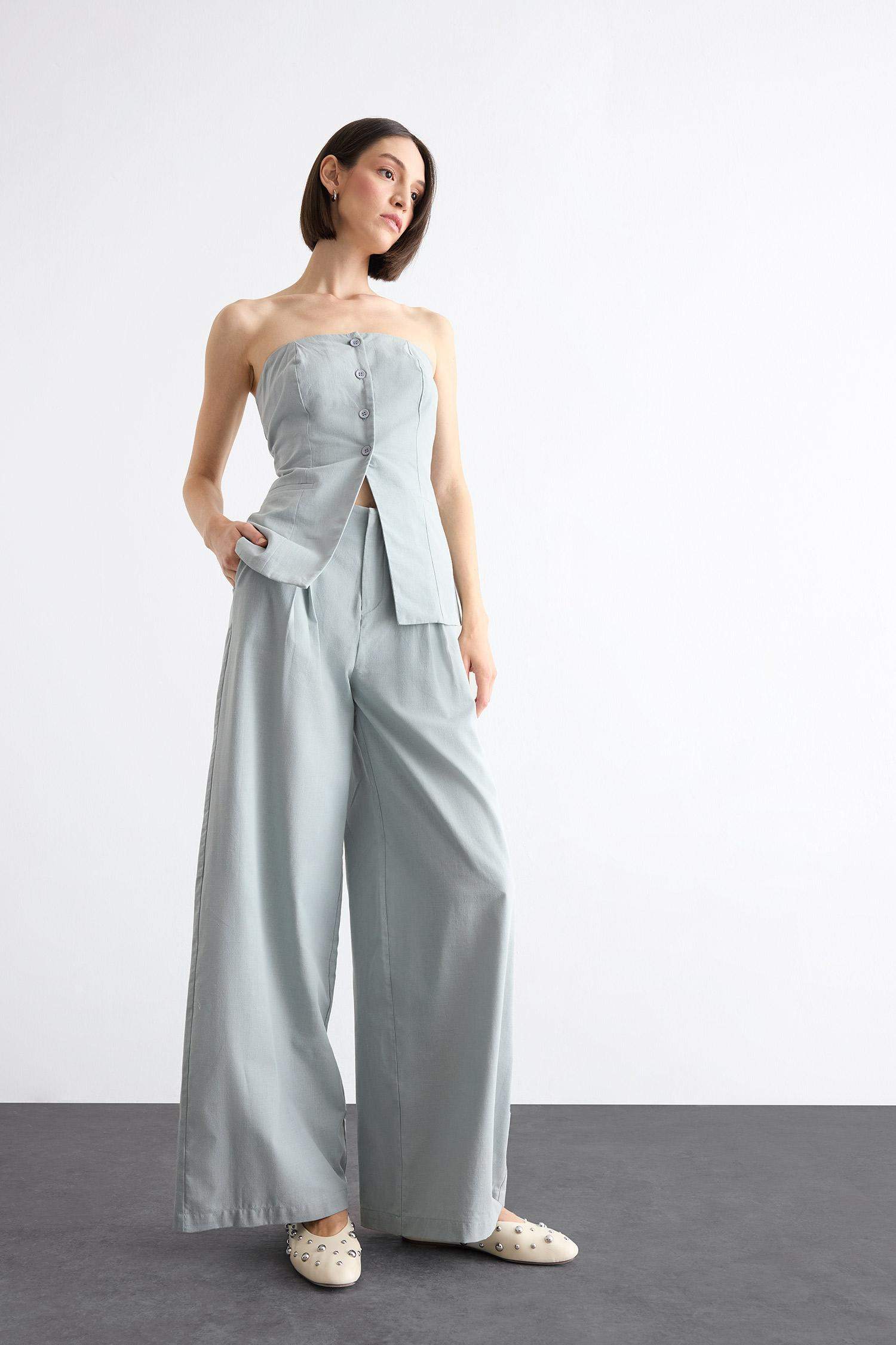 بنطرون بوبلين برجل طويل بساق بسحاب