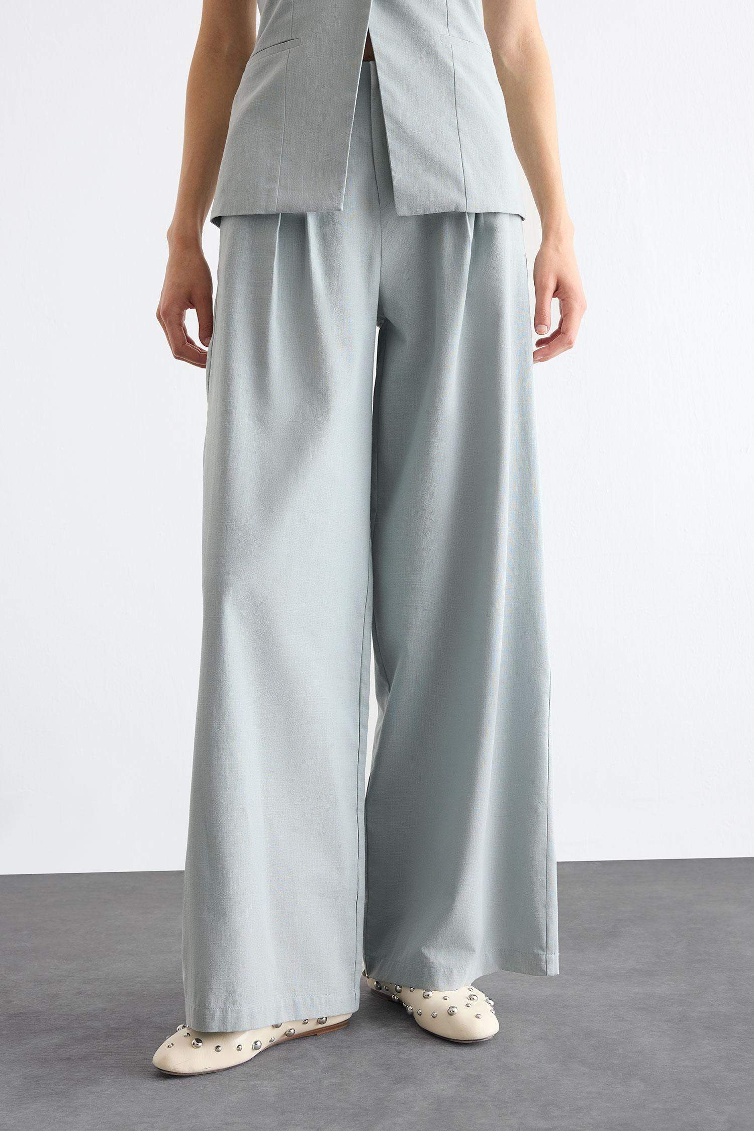 بنطرون بوبلين برجل طويل بساق بسحاب