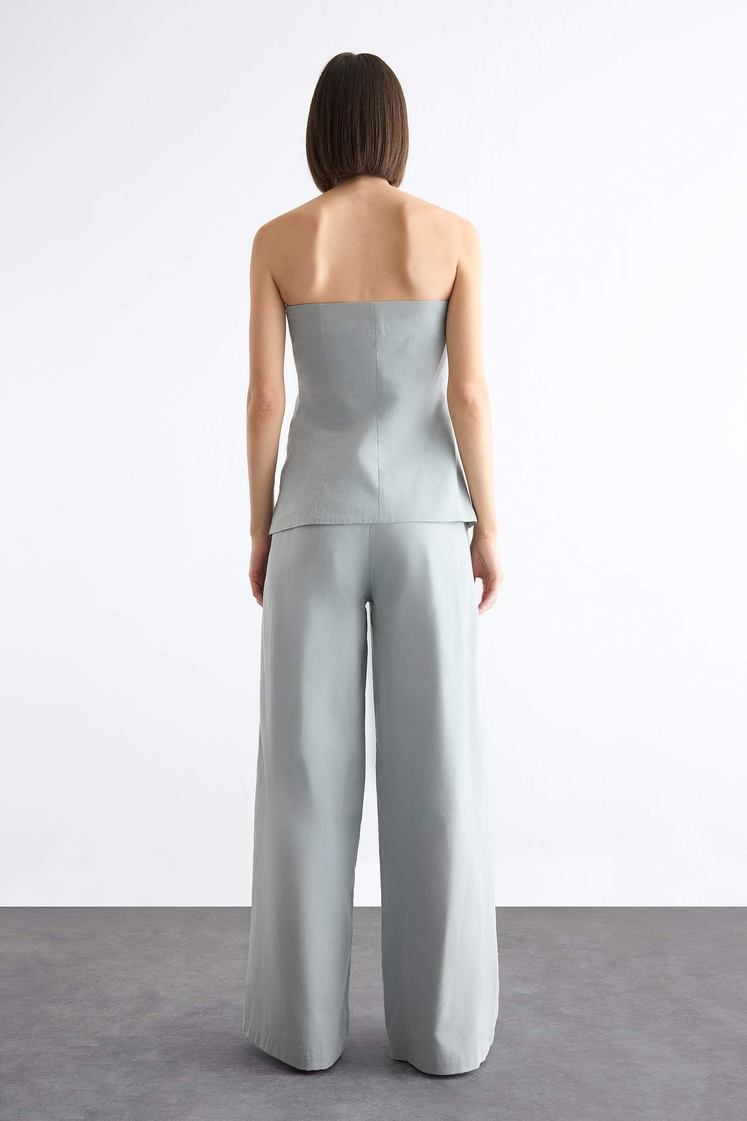 بنطرون بوبلين برجل طويل بساق بسحاب