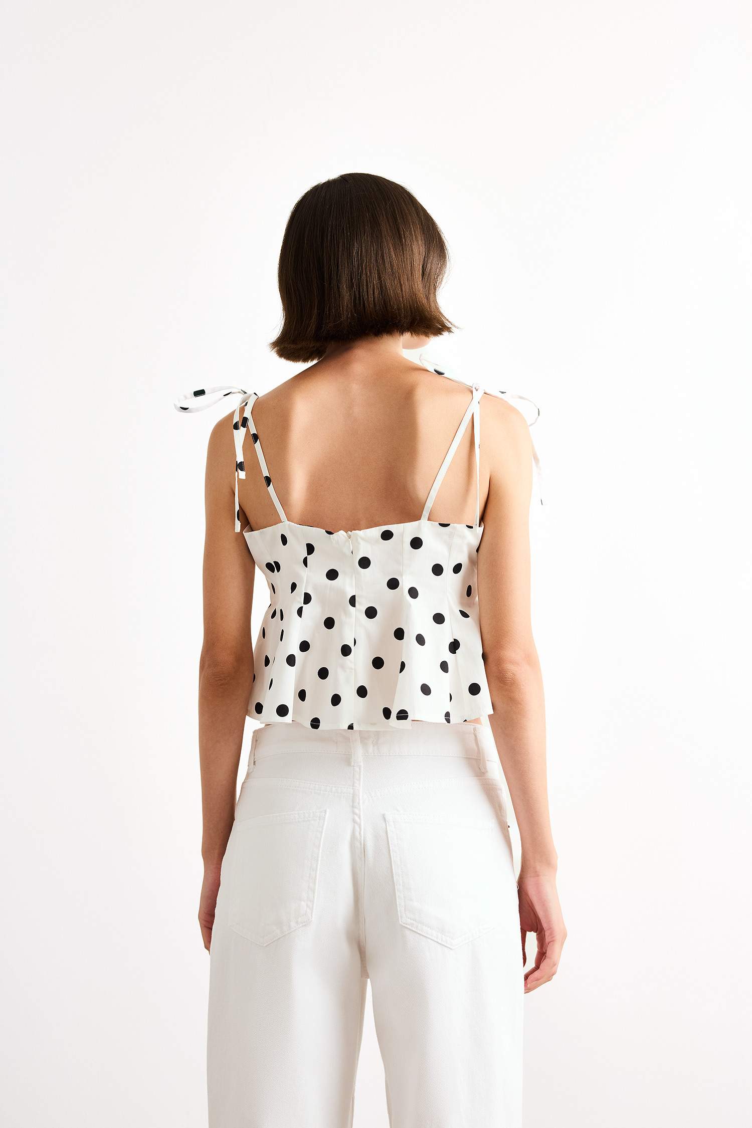 Slim Fit Polka Dot Sleeveless Blouse