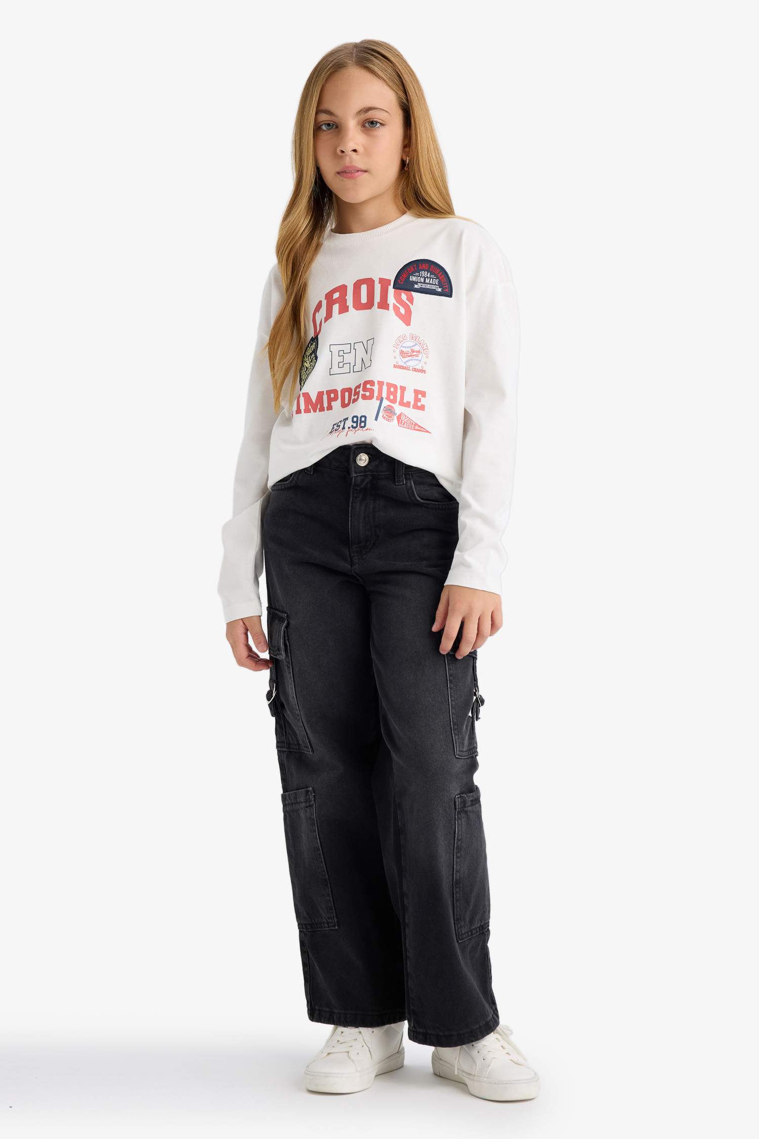 Girl Oversize Fit Crew Neck Printed T-Shirt
