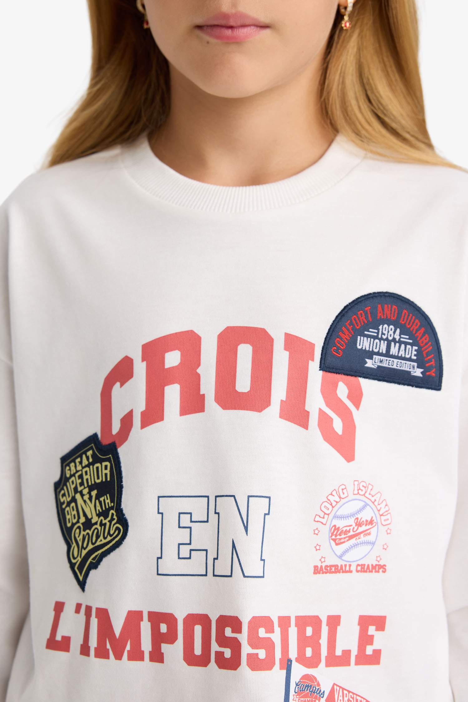 Girl Oversize Fit Crew Neck Printed T-Shirt