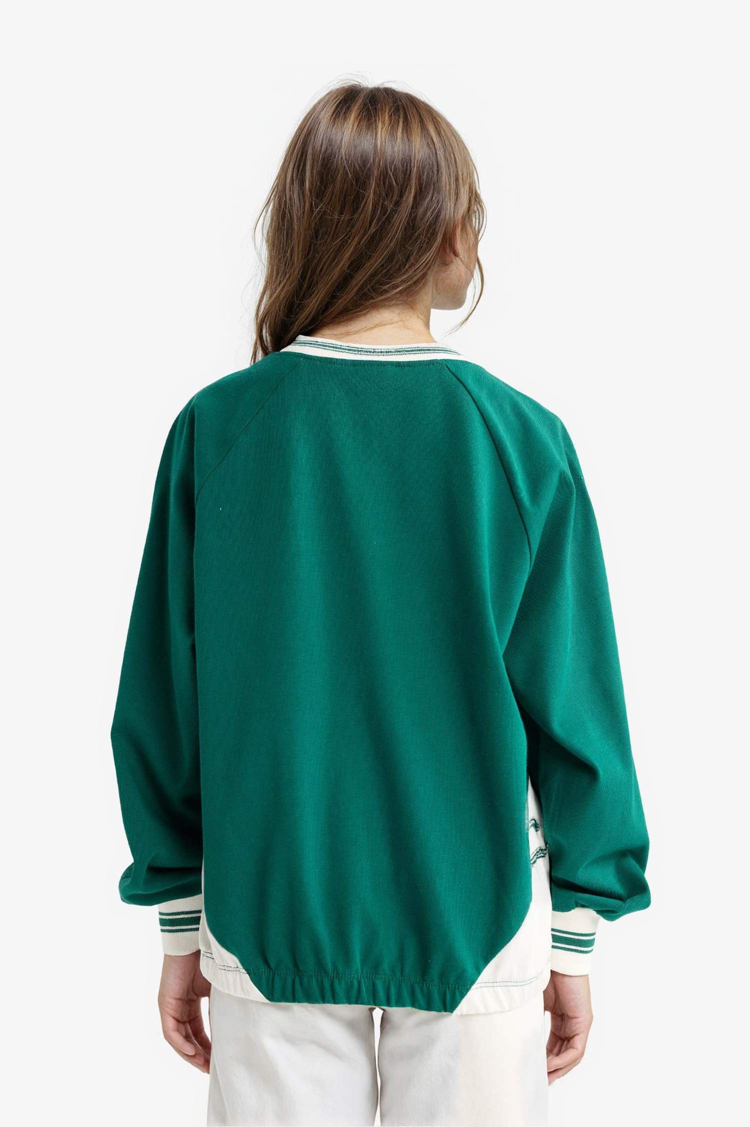 Kız Çocuk Oversize Geniş Kalıp V Yaka Baskılı Okul Sweatshirt