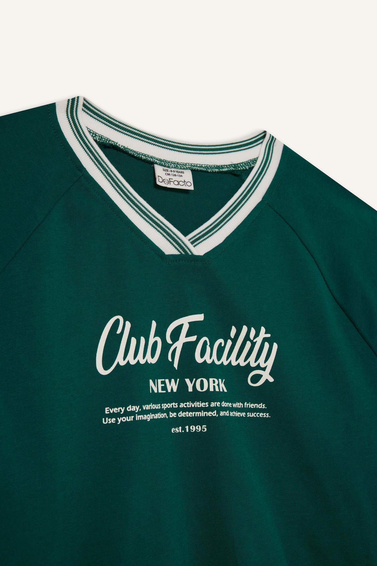 Kız Çocuk Oversize Geniş Kalıp V Yaka Baskılı Okul Sweatshirt