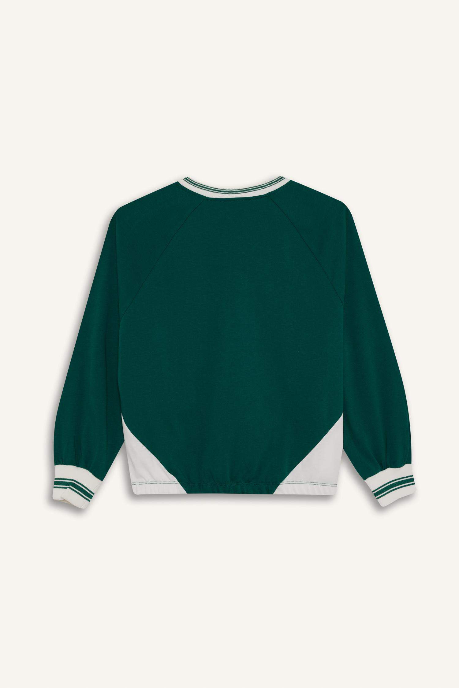 Kız Çocuk Oversize Geniş Kalıp V Yaka Baskılı Okul Sweatshirt