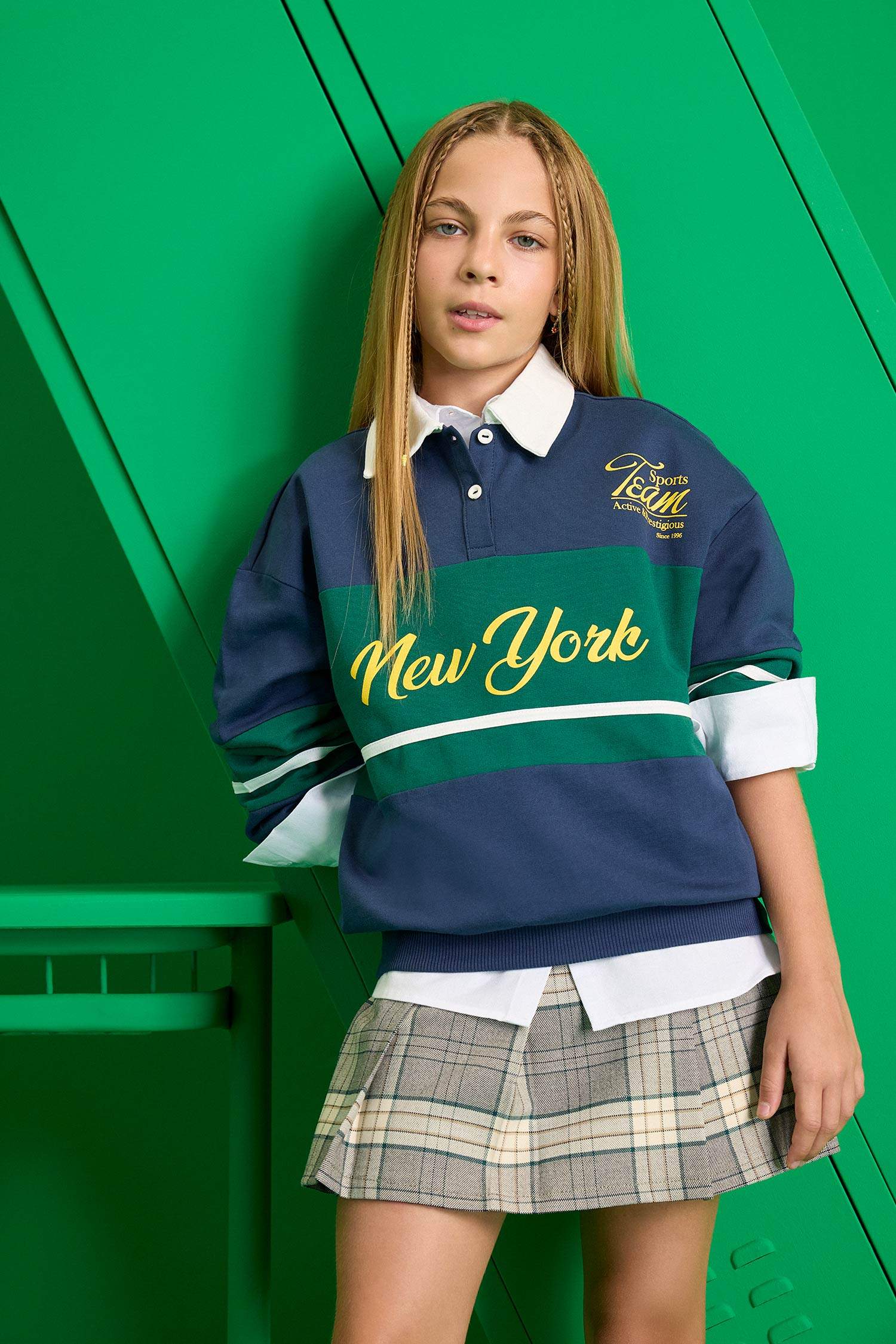 Sweatshirt imprimé à col polo Coupe régulière pour fille