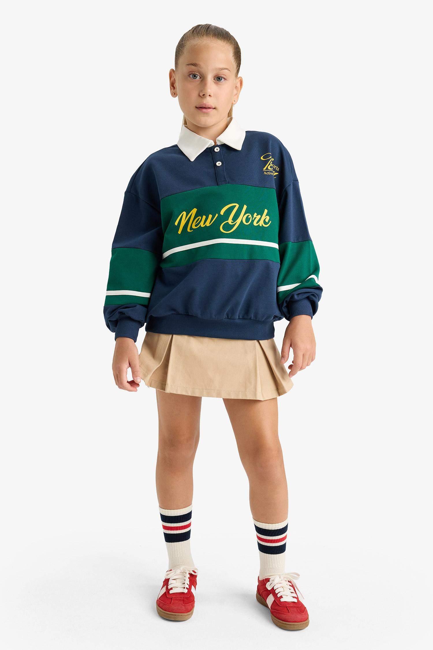 Sweatshirt imprimé à col polo Coupe régulière pour fille