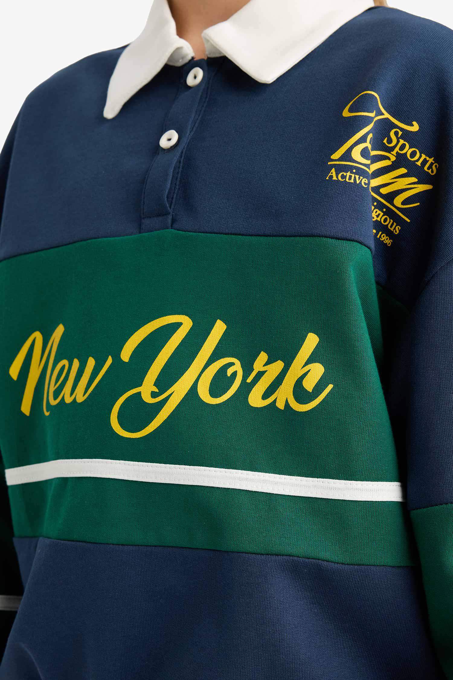 Sweatshirt imprimé à col polo Coupe régulière pour fille